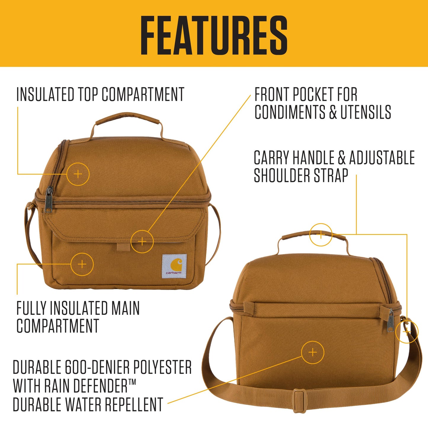 Carhartt 12 Can Two Compartment Lunch Box | Durable, Fully-Insulated Lunch Bag for Women & Men, Duck Blind Case, Large Lunchbox (Rose Tint)