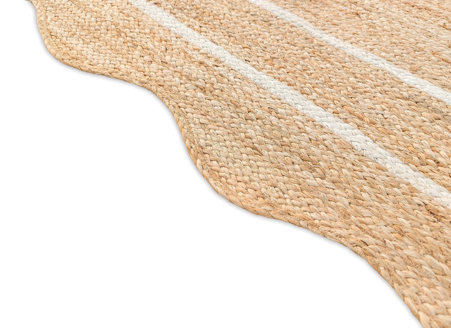 Weaving Village 2'x6' Jute Scalloped Boho Jute Runner Rug, Off White