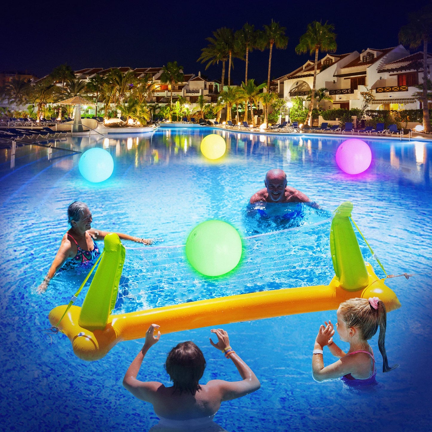 Pool Toys - 16" Light Up Beach Ball, 4 Pack Glow in The Dark Balls with 8 LED Modes, Pool Games for Adults, Teens and Kids, LED Ball for Outdoor or Indoor Activities