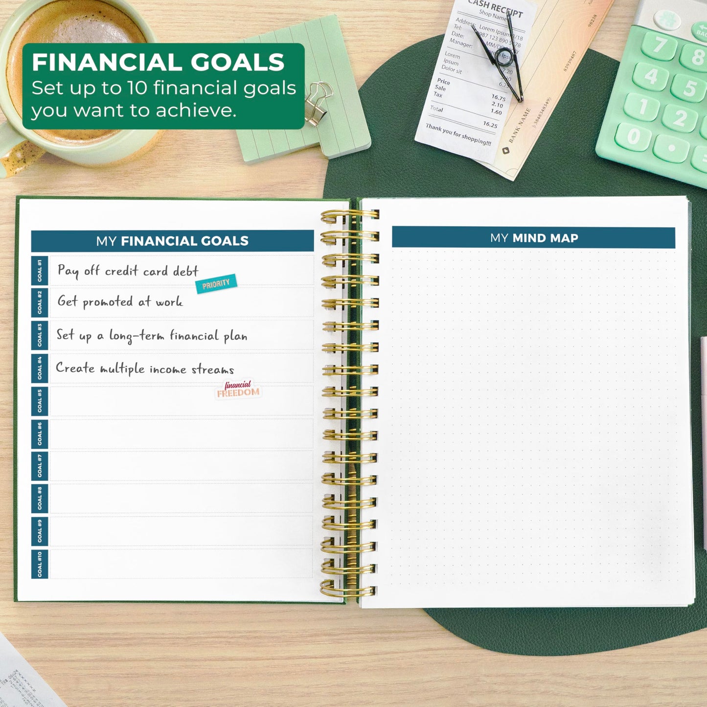Clever Fox Budget Planner & Monthly Bill Organizer With Pockets. Expense Tracker, Budgeting Journal & Financial Book. Large, 8x9.5" (Dark Green)