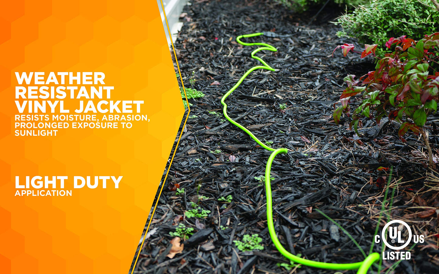 Southwire Outdoor Extension Cord - Flexible Weatherproof Power for Landscaping & Outdoor Lighting - SJTW Extension - 16 Gauge - 2 Prong - 120 Foot - Lime Green
