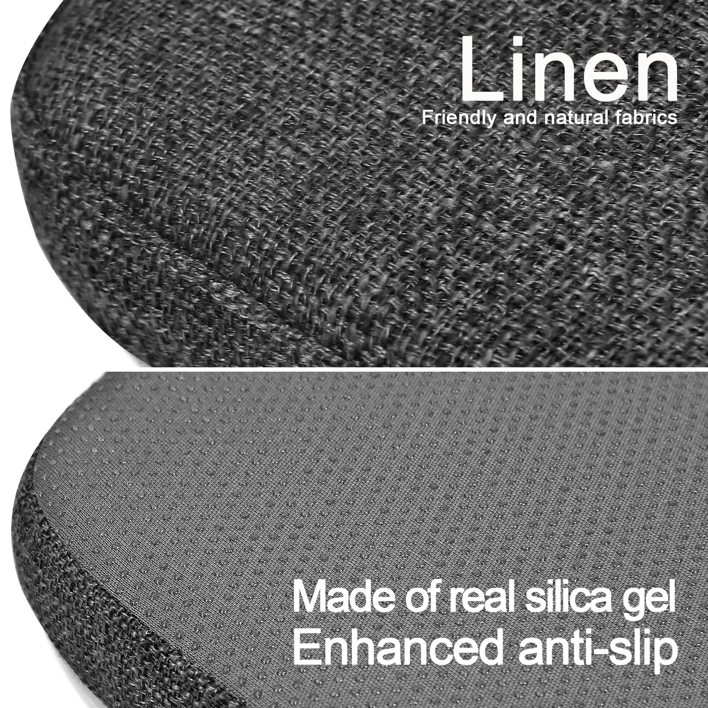 BUYUE Friendly Woven Fabric 14x14 Magnetic Cushions for Metal Chair Set of 4, Enhanced Anti-Slip Seat Pads for Dining Kitchen Café Stackable Chairs (U-Shape, Dark Gray, 4 Counts)