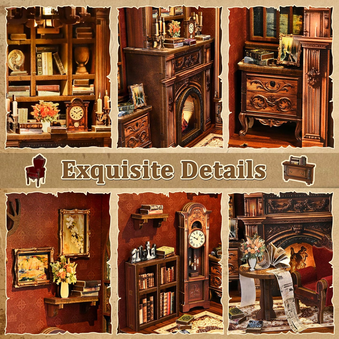 Kubelyx Book Nook Kit - DIY Miniature House Kit & Dollhouse Craft for Adults, Teens, Book Lovers, 3D Wooden Puzzle with LED Light, Bookshelf Decor, Gifts for Family and Friends (Twilight Library)