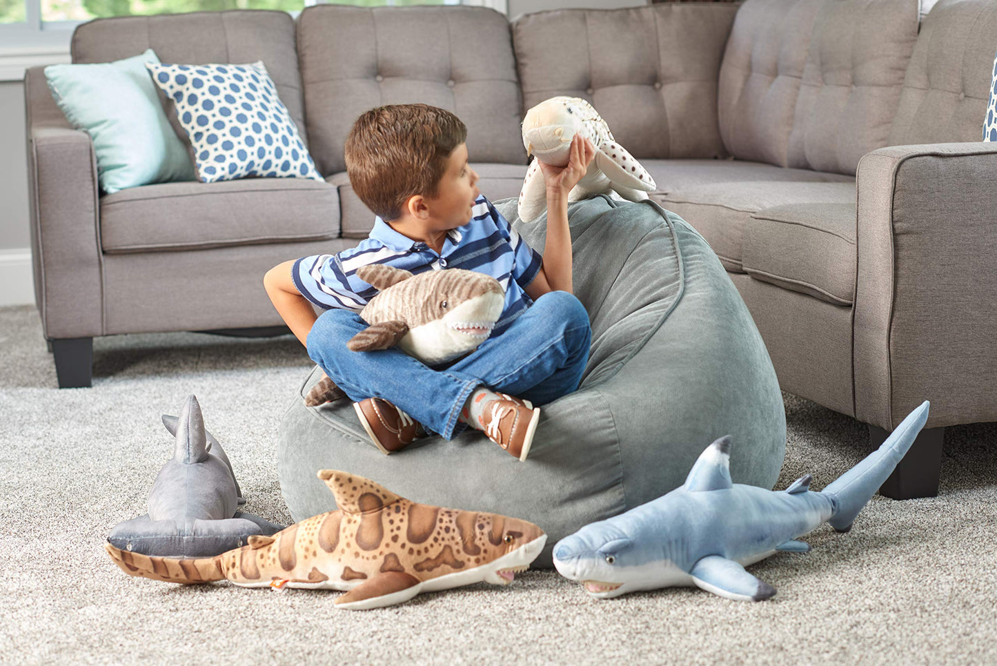 Wild Republic Zebra Shark Stuffed Animal, Plush Toy, Gifts for Kids, Living Ocean, 30 Inches