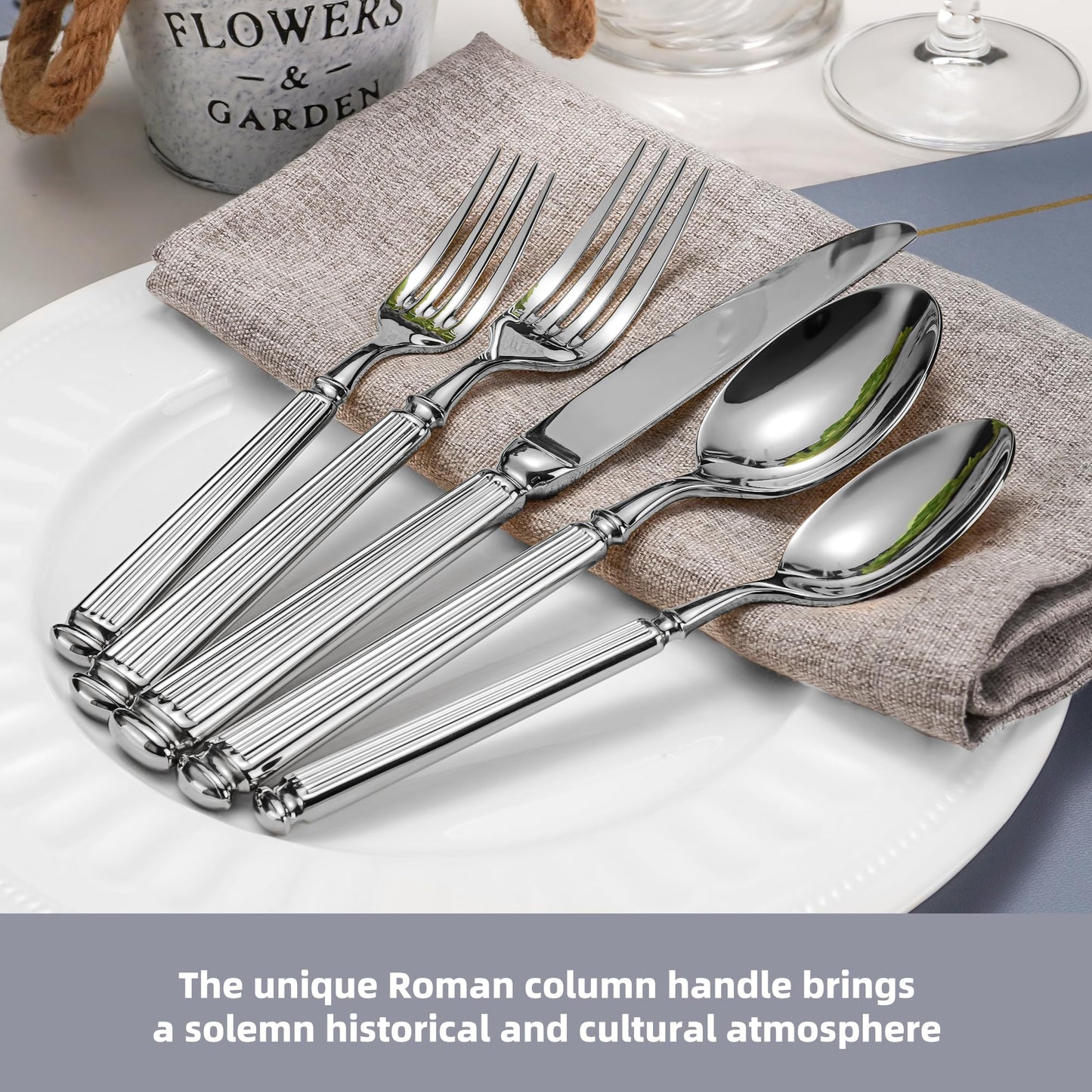 20-Piece 18/10 Stainless Steel Forged Flatware Set Heavy Duty Silverware for 4, Thick Handle, Ideal for Gift