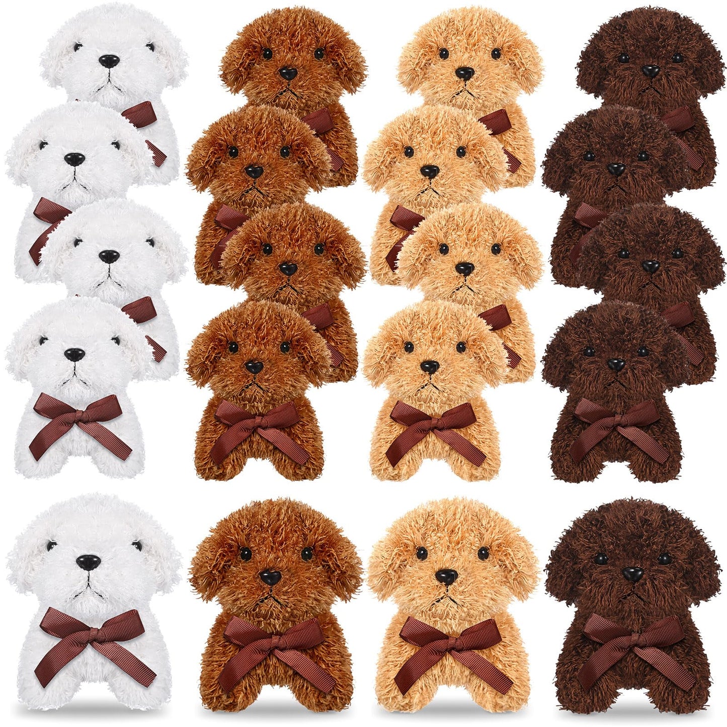 Sosation 20 Pcs 4.72 Inch Mini Plush Dogs Stuffed Puppy Bulk Adopt a Dog Party Favors Stuffed Animal Puppy for Birthday Gifts Fillers Christmas Baby Shower Carnival Prize(Bows,Multicolor)