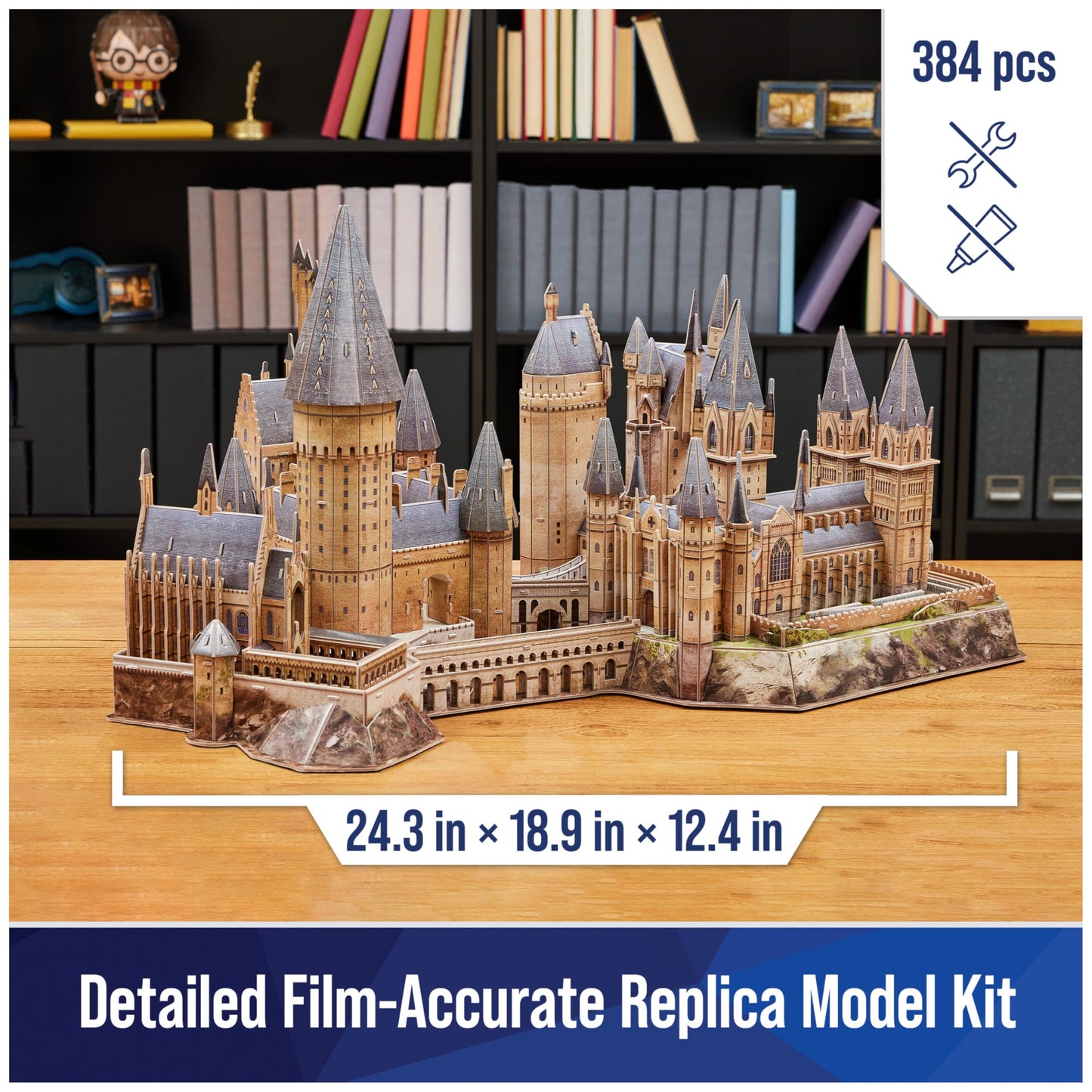 4D Build, Harry Potter Deluxe Hogwarts Castle 3D Model Kit with Tower & Great Hall, Harry Potter Collectibles & Desk Decor, Building Toys, 384 Pieces, 3D Puzzles, Gift Ideas for Ages 12 & Up
