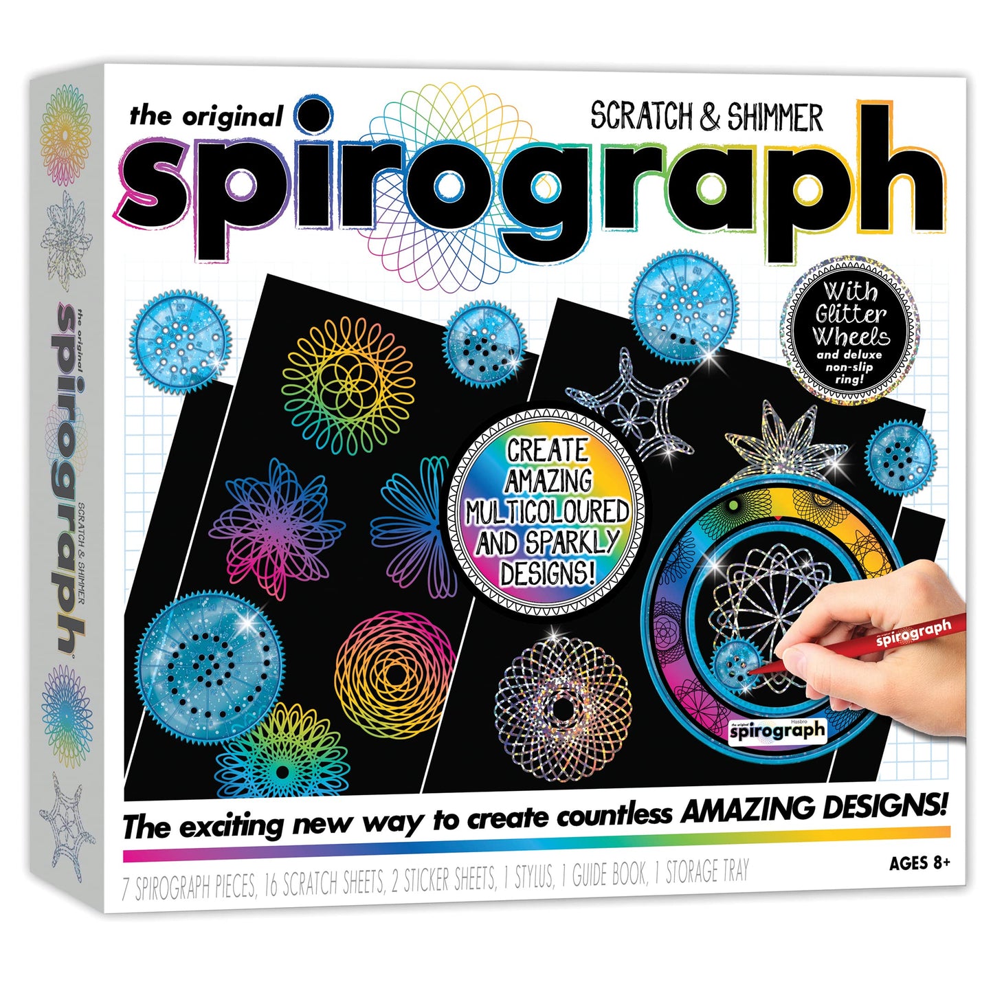 Spirograph Scratch & Shimmer | Create Amazing Multicoloured & Sparkly Designs | Includes Scratch Sheets, Sticker Sheets & Glitter Precision Wheels | Creative Arts & Crafts Activity | for Ages 8+