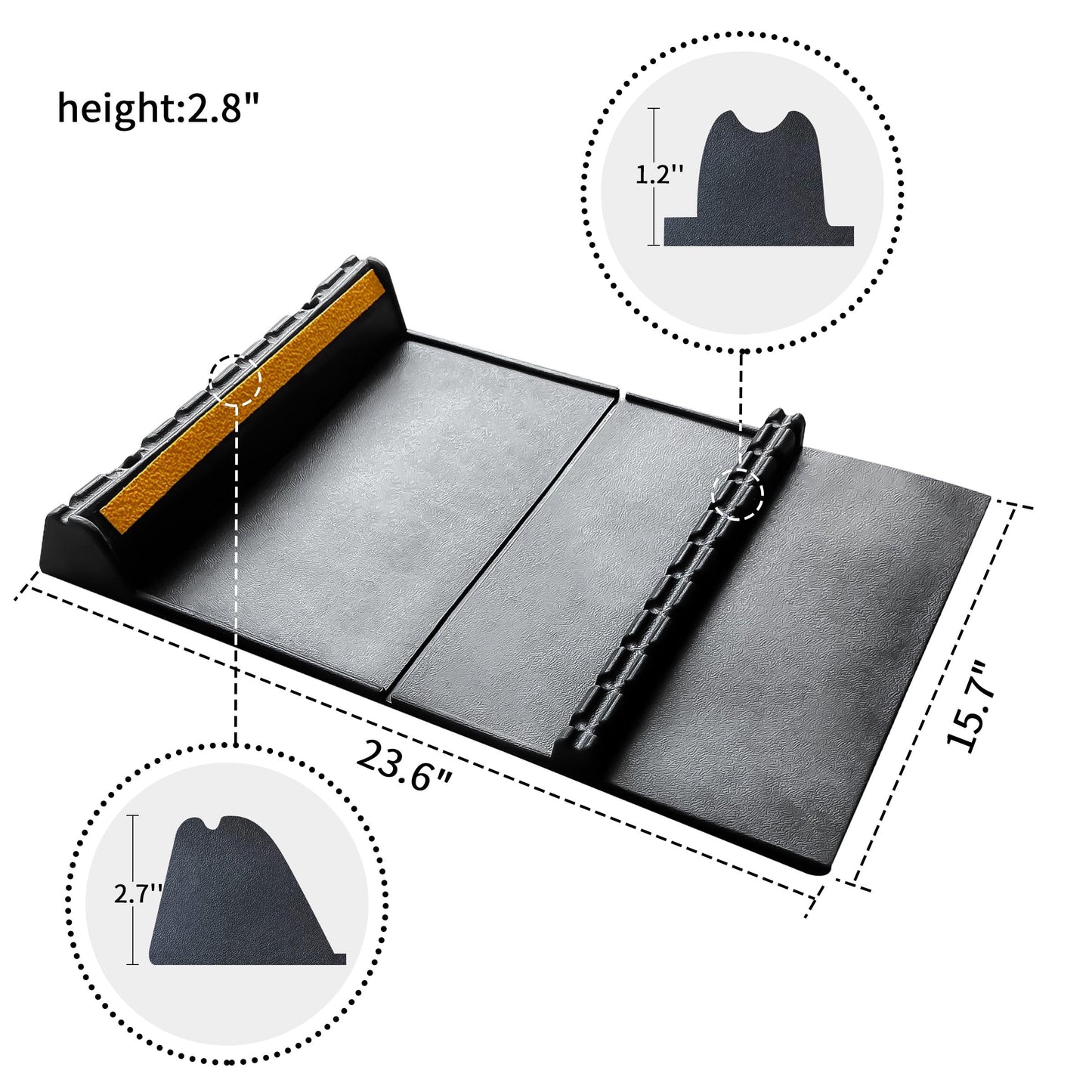 YONSHENG Parking Mat Car Stopper for Garage Floors- Heavy Duty Rubber Parking Aids - Wheel Stop with Scatter Glass Reflective Yellow Targets for Car Garage Floor Stop Aid Indoor Outdoor, 2 Pack