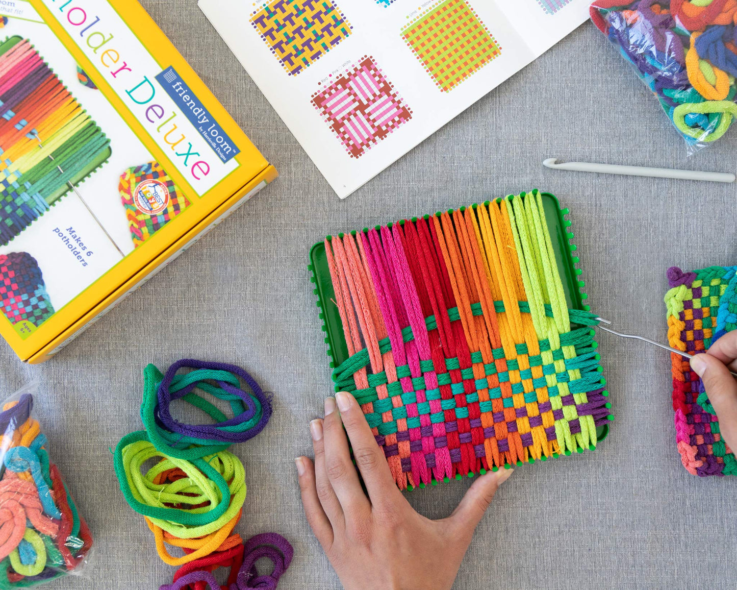 Friendly Loom | 7" Traditional Potholder Loom Kit Plus | Craft 6 Cotton Potholders