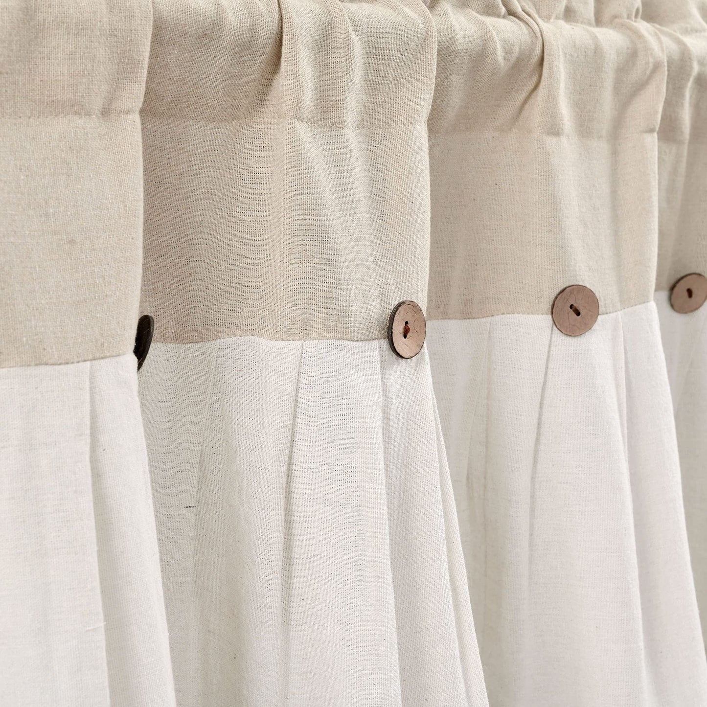 Lush Decor Linen Button Farmhouse Valance Curtians 84"W x 18"L Linen - Linen Valances For Windows - Kitchen Curtains Valances - Bathroom Curtain