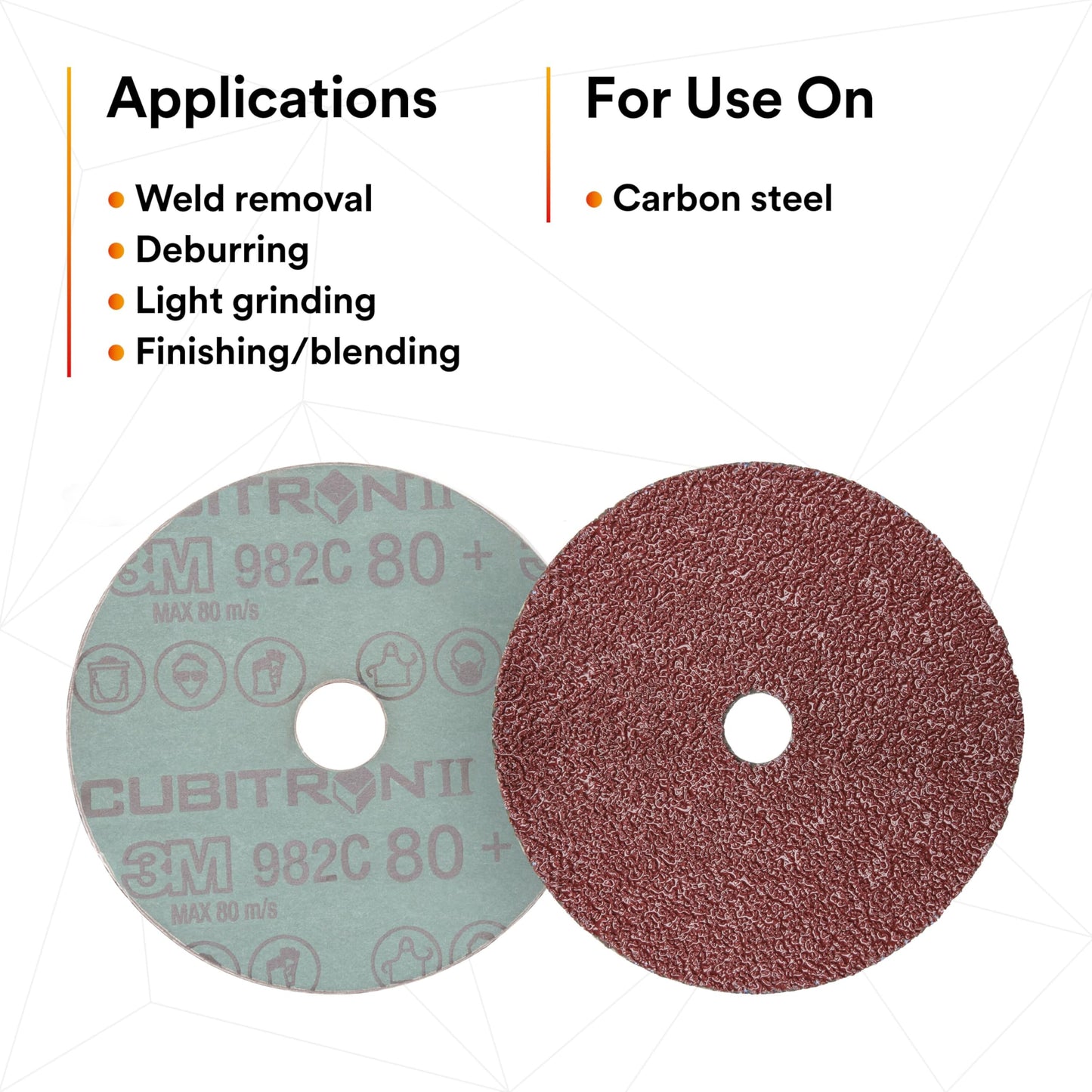 3M Cubitron II Fibre Disc 982C, Pack of 25, 4-1/2 in, TN Quick Change, 36+ Grit Precision-Shaped Grain Abrasive Discs, for Heavy Grinding, Deburring, Beveling, Finishing, and Weld Removal