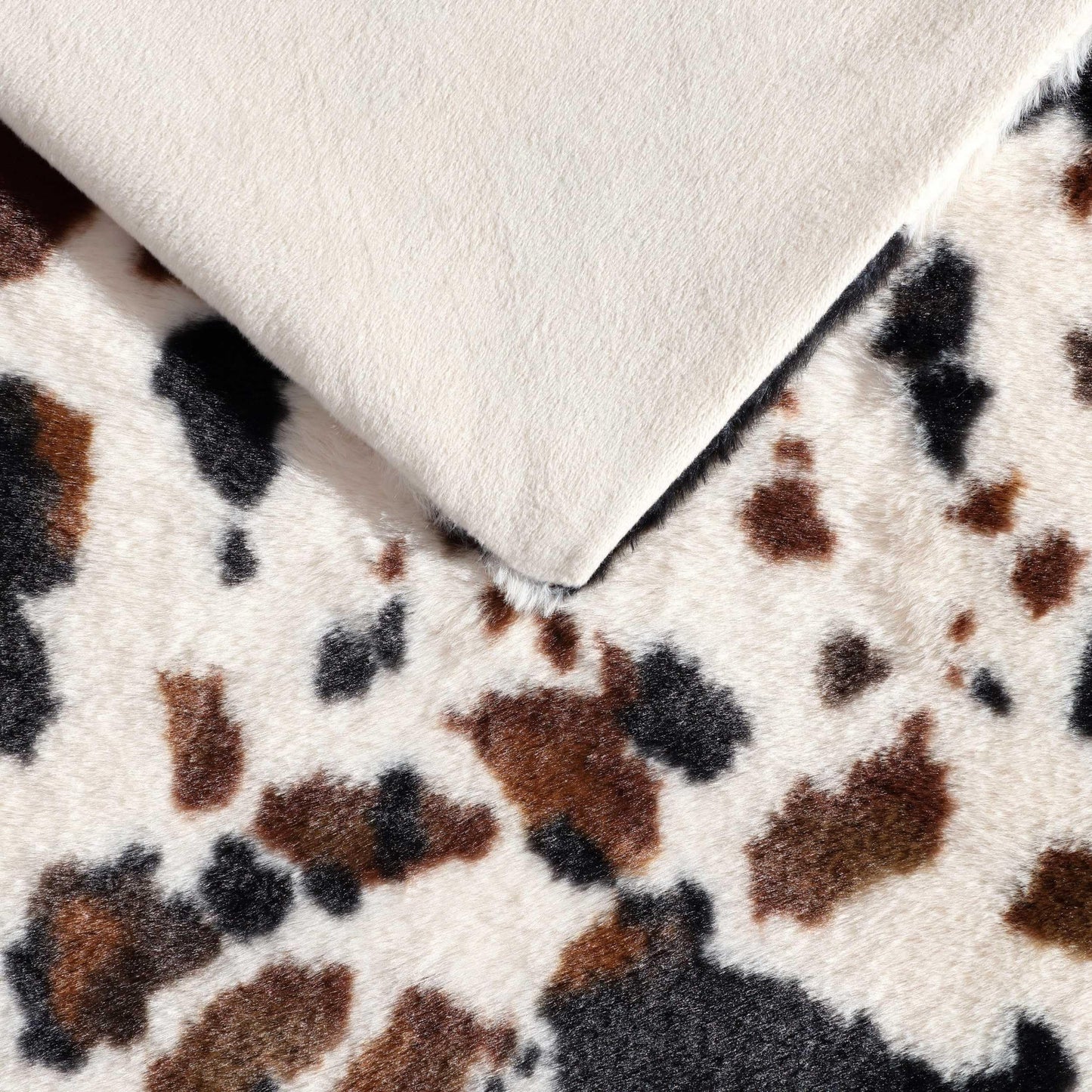 Wrangler - Blanket, Super Soft & Reversible Faux Fur Bedding, Yellowstone Inspired Throw Blanket for Couch or Bed (Spotted Cow Print Brown, 50" x 70")