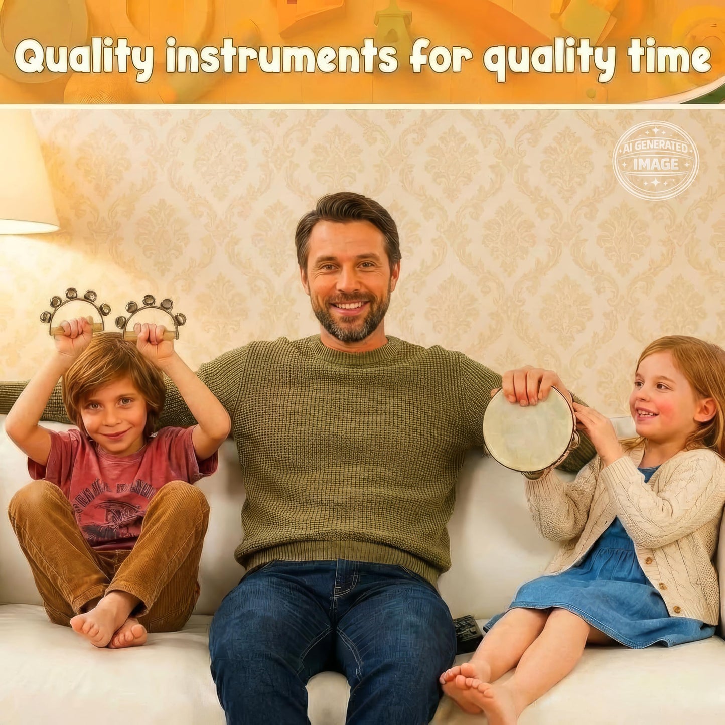 Stoie's Wooden Toddler Musical Instruments with Drum, Hand Bells, Flute, Maracas, Castanet, Tamburine, for Babies and Kids, Eco Friendly Montessori Educational Toy
