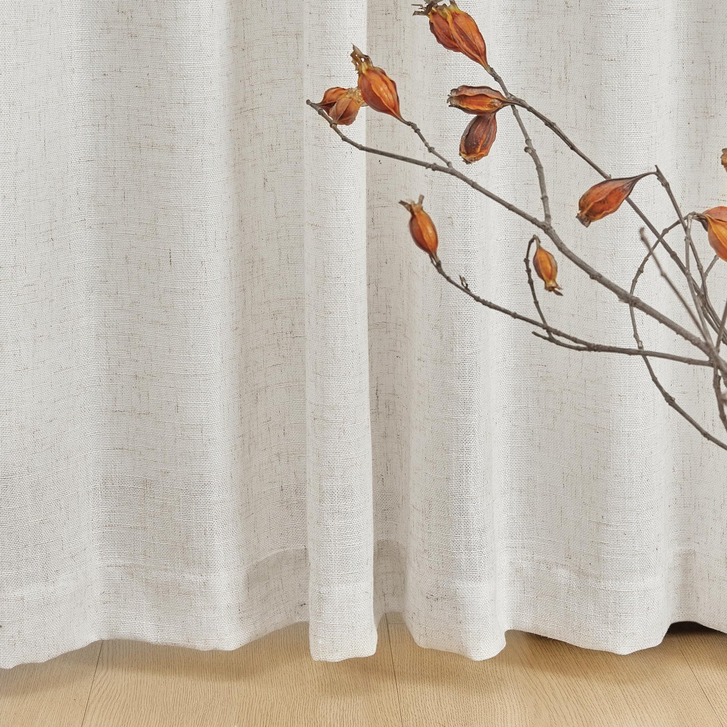 MYSKY HOME Linen Curtains for Sliding Door, Farmhouse Semi Sheer Ceiling Curtains Living Room Light Filtering Back Tab Elegant Style Soft Fabric, 50" x 95", Linen, 2 Panels