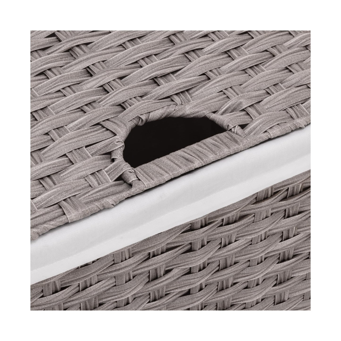 Seville Classics Premium Handwoven Portable Laundry Bin Basket with Carrying Handles, Household Storage for Clothes, Linens, Sheets, Gray, Rectangular Hamper