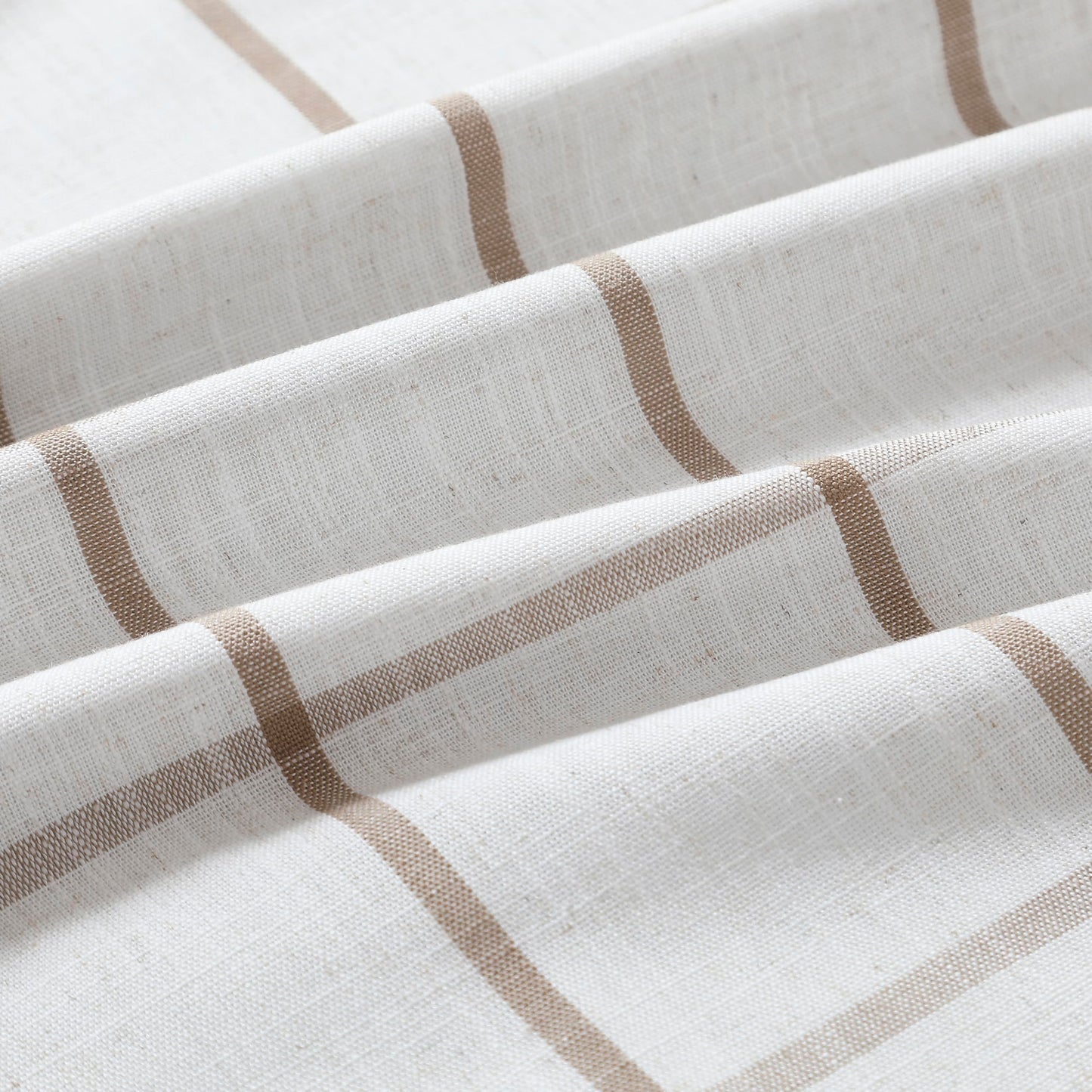 Vision Home Flax Linen Plaid Pinch Pleated Full Blackout Curtains Checkered Thermal Insulated Window Panels 84 inch for Bedroom Living Room Energy Efficient Rustic Pleat Drapes with Hooks 40"Wx84"Lx2