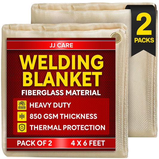 2 Pack Welding Blanket - 4ft x 6ft, 850GSM Fiberglass Welding Blanket for Smokers with Brass Grommets, Heavy Duty Fireproof Welders Mat for Industrial, Smoker, Grill and Camping