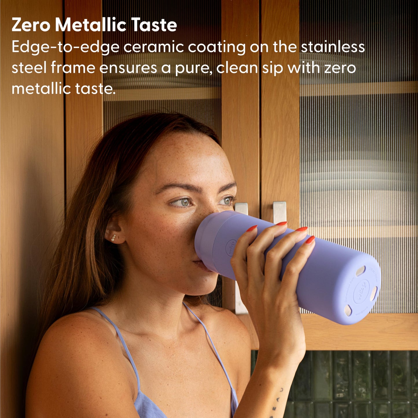 W&P Porter Insulated Bottle 20 oz | Clean Taste Ceramic Coating for Water, Coffee, & Tea | Wide Mouth Vacuum Insulated | Dishwasher Safe, Cream Terrazzo
