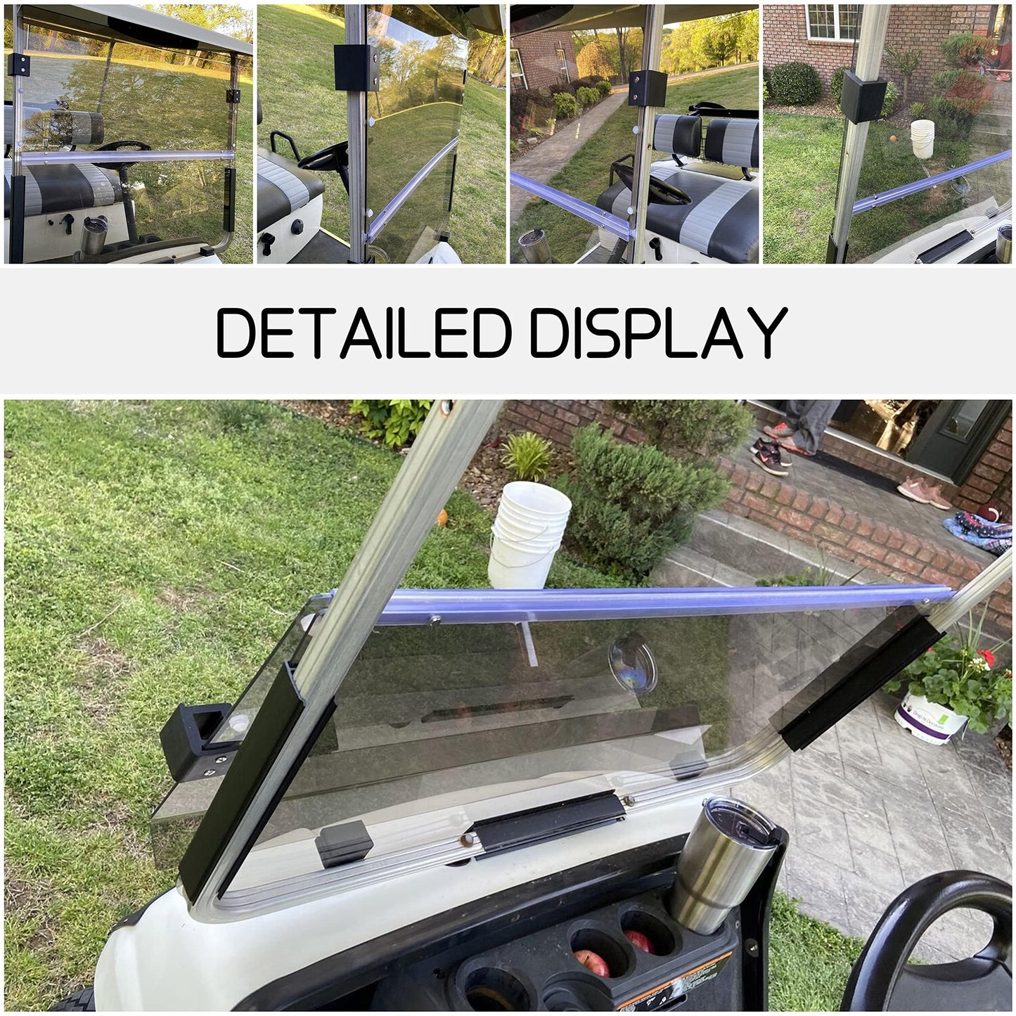 ECOTRIC Tinted/Smoke Windshield Compatible with 1995-2003 Yamaha G14 G16 G19 Gas and Electric Golf Cart Fold Down Windshield