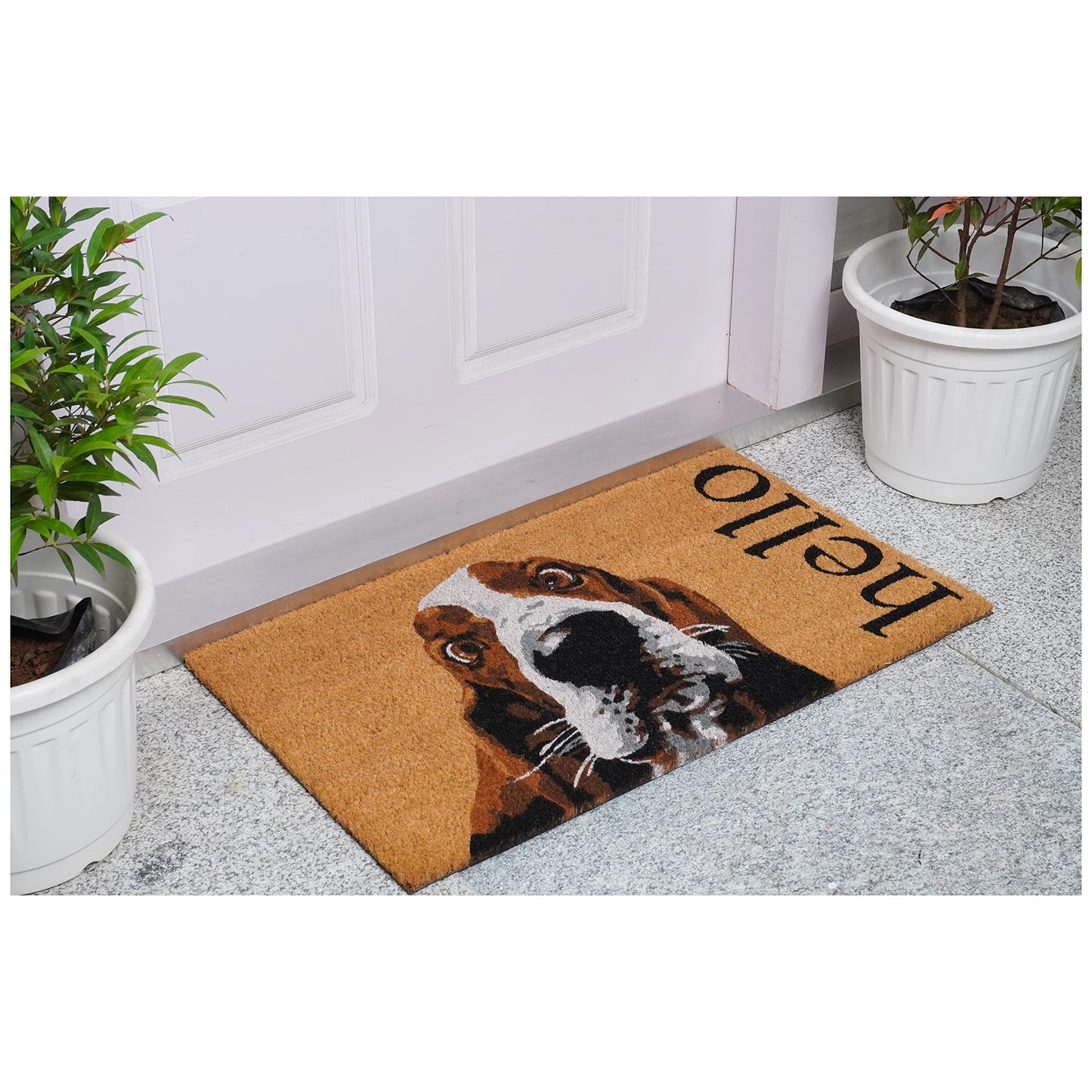Calloway Mills Brown/White Basset Hound Doormat (24" x 36")