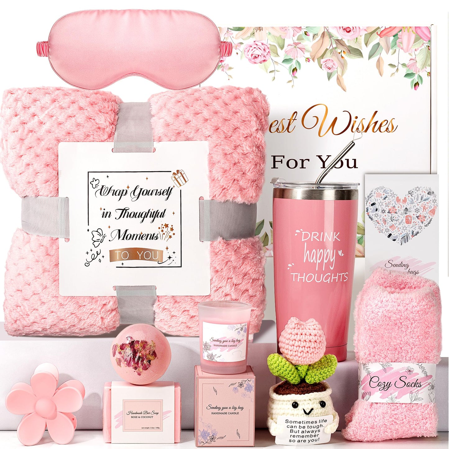 Get Well Gifts Set for Women, Self-Care Get Well Soon Gifts Birthday Gift box, Spa Unique Box Feel Better Care Package, Thinking of You Gift Baskets Gifts for Mom, Wife, Sister, Grandma Friends