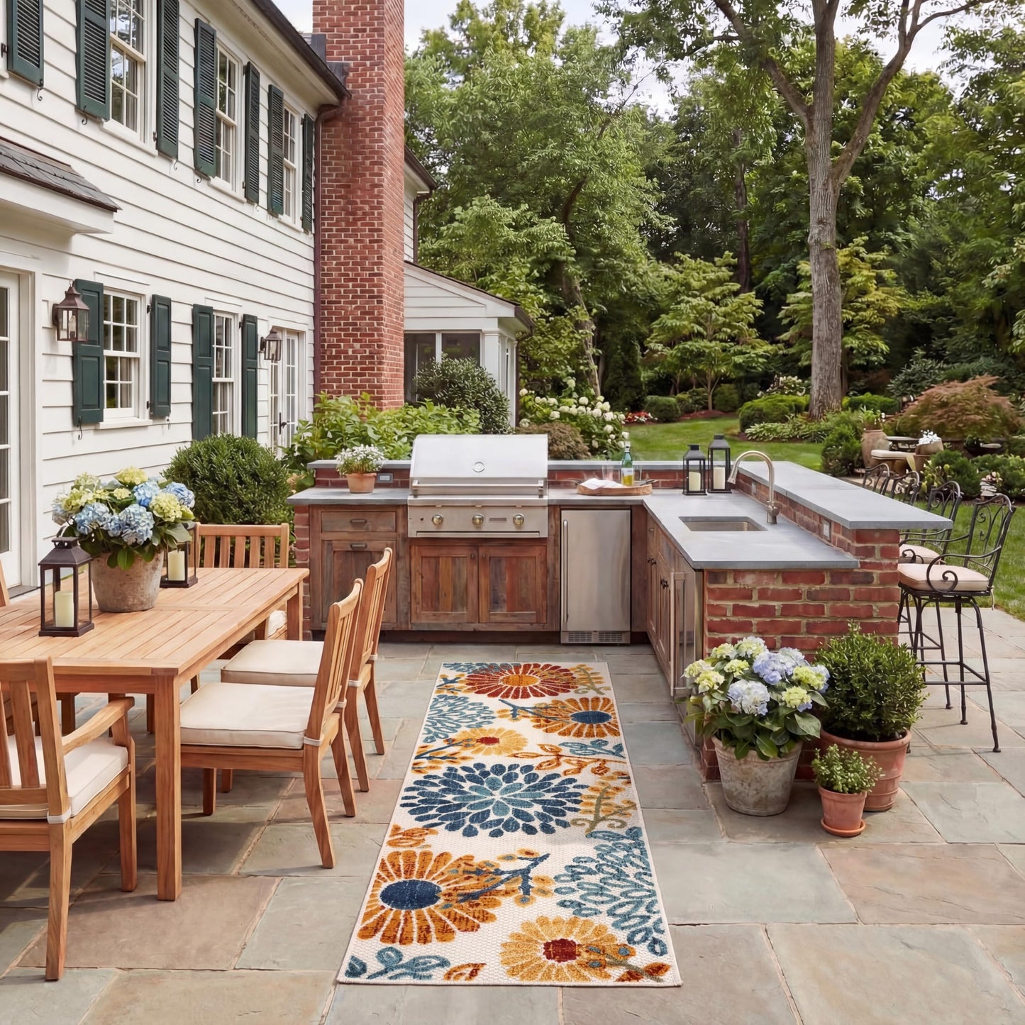 SAFAVIEH Washable Rug Outdoor Cabana Collection - 2' x 12' Runner, Cream & Red, Non-Shedding & Easy to Clean, Ideal for Patio, Backyard, Mudroom (CBN832A)