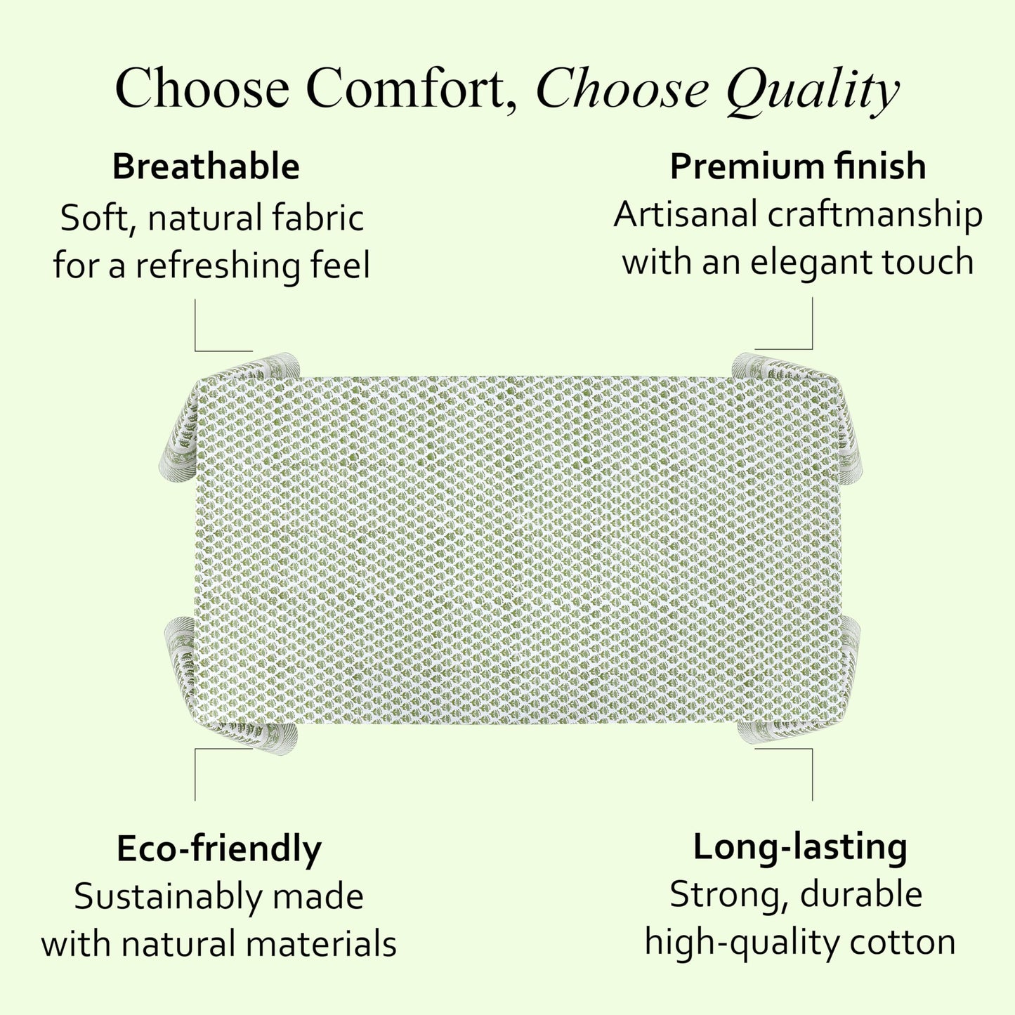 CPC Tablecloth 100% Cotton 70x118 Inch Indian Block Print Rectangle Table Cover, Table Cloth for Weddings, Spring/Summer, Barbeque - Emerald Green