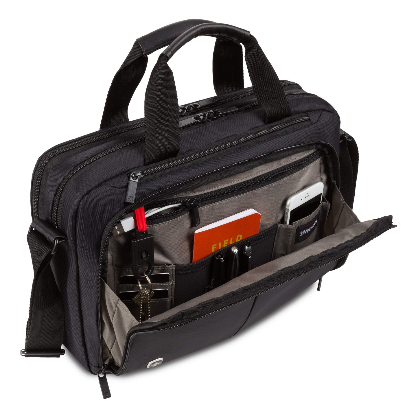 Wenger Luggage Source Padded Organizer Briefcase with Scratch Protection, Black, 14-inch (601366)
