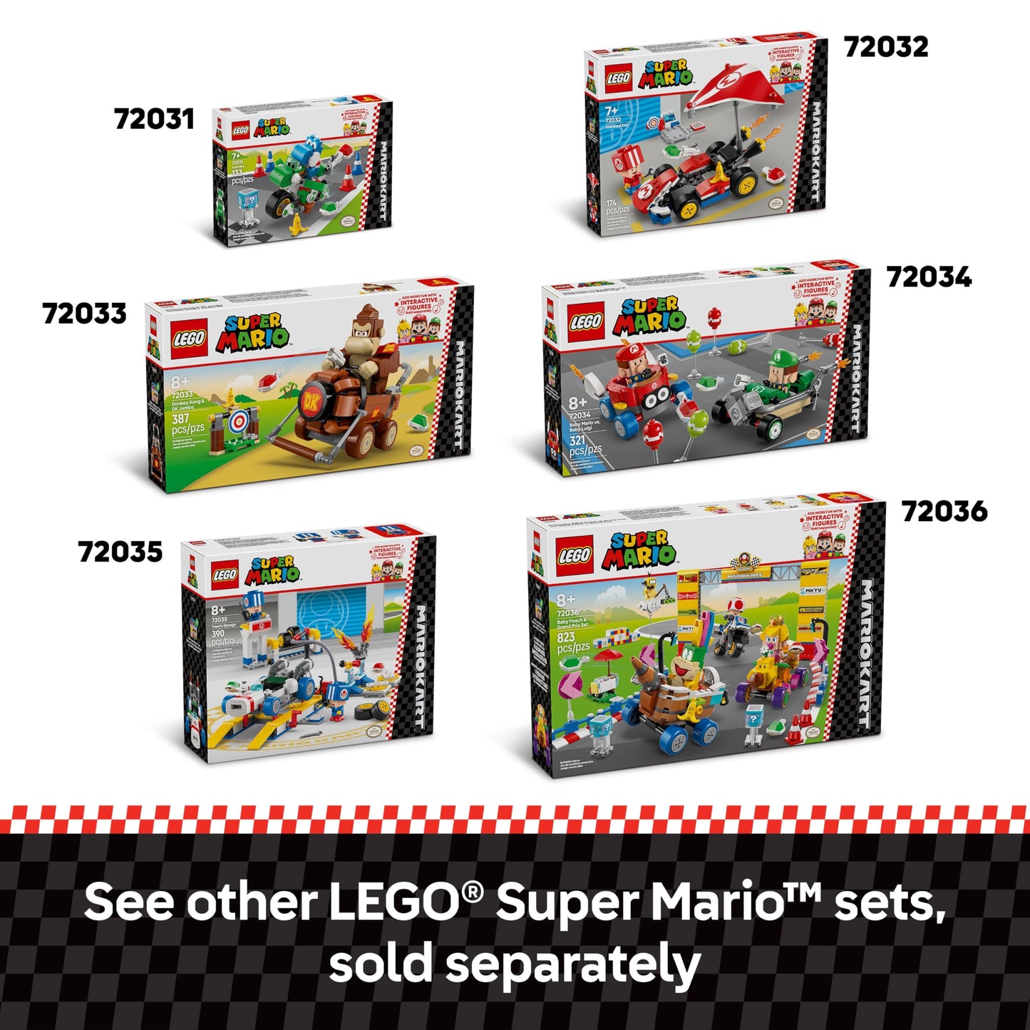 LEGO Super Mario: Mario Kart Baby Peach & Grand Prix Set Home Circuit - Nintendo Toy Building Set for Kids, Girls and Boys, Ages 8+ - Collectible Mario Kart Toy - Gift Idea for Birthdays - 72036