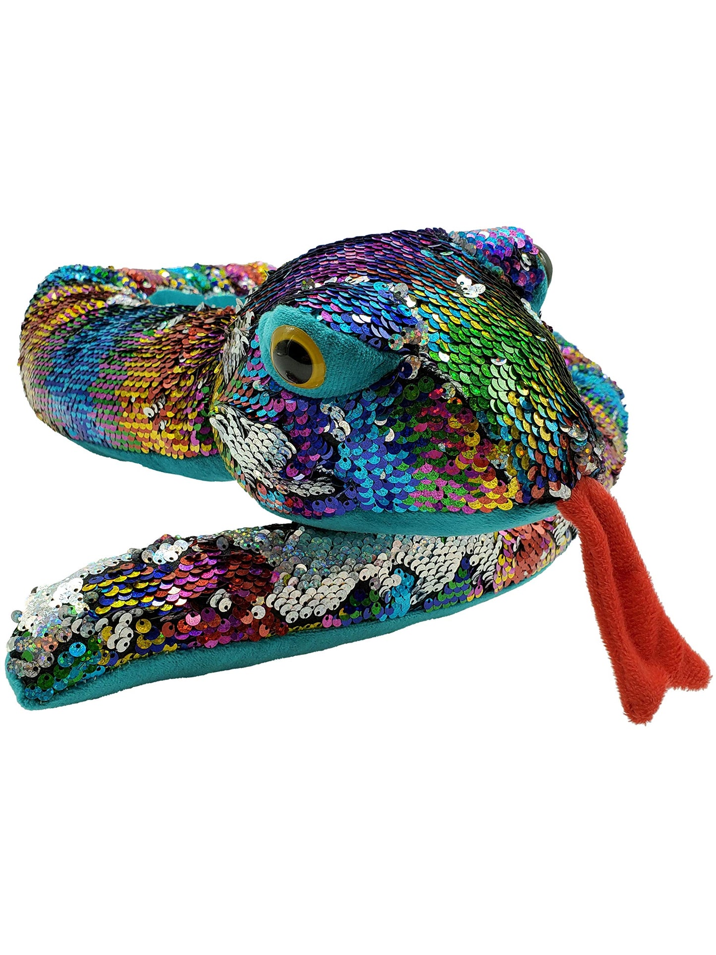 Rainbow Flip Sequin Stuffed Snake - Reversible Sequin Pet Snake Stuffed Animal - Giant 60 inches Long