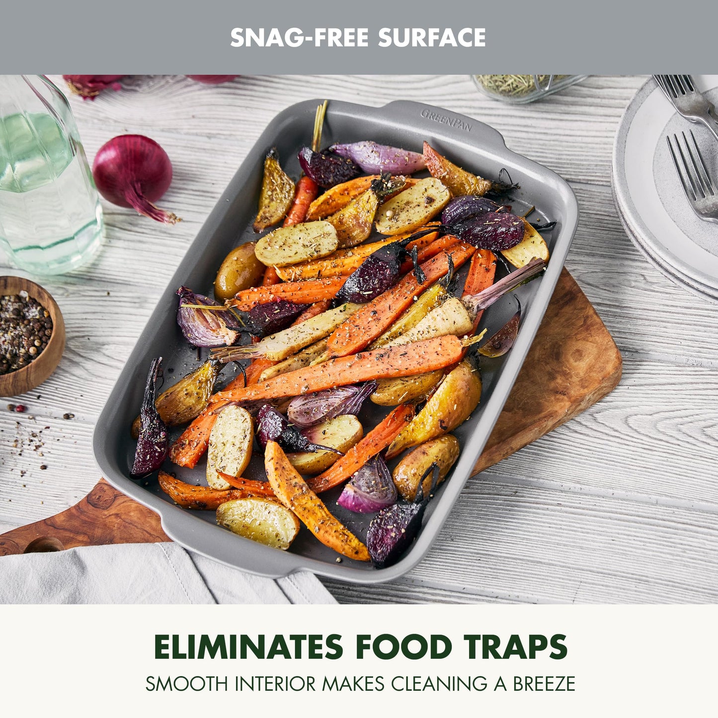 GreenPan Premiere Ovenware Healthy Ceramic Nonstick 13" x 9" Quarter Sheet Baking Pan, PFAS-Free, Warp-Free Bakeware, Durable Quick Heating, Oven & Broiler Safe to 600F, Dishwasher Safe, Gray