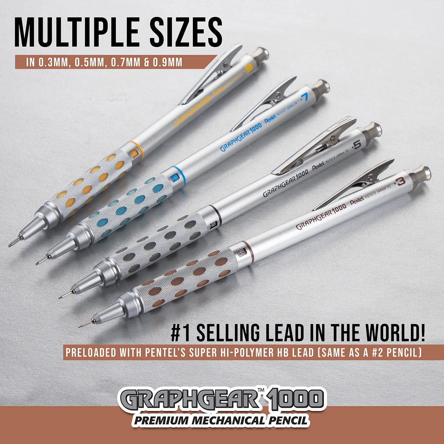 Pentel Arts GraphGear 1000 Mechanical Pencil Premium Gift Set with Refill Leads & Erasers (PG1000BXSET)