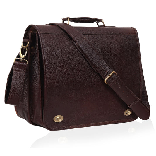 16-inch Men's Leather Messenger Bag, Genuine Leather Laptop Briefcase, Waterproof Crossbody Satchel Bag, Vintage Work Bag with Shoulder Strap, Laptop Messenger & Shoulder Bag for Work, Business