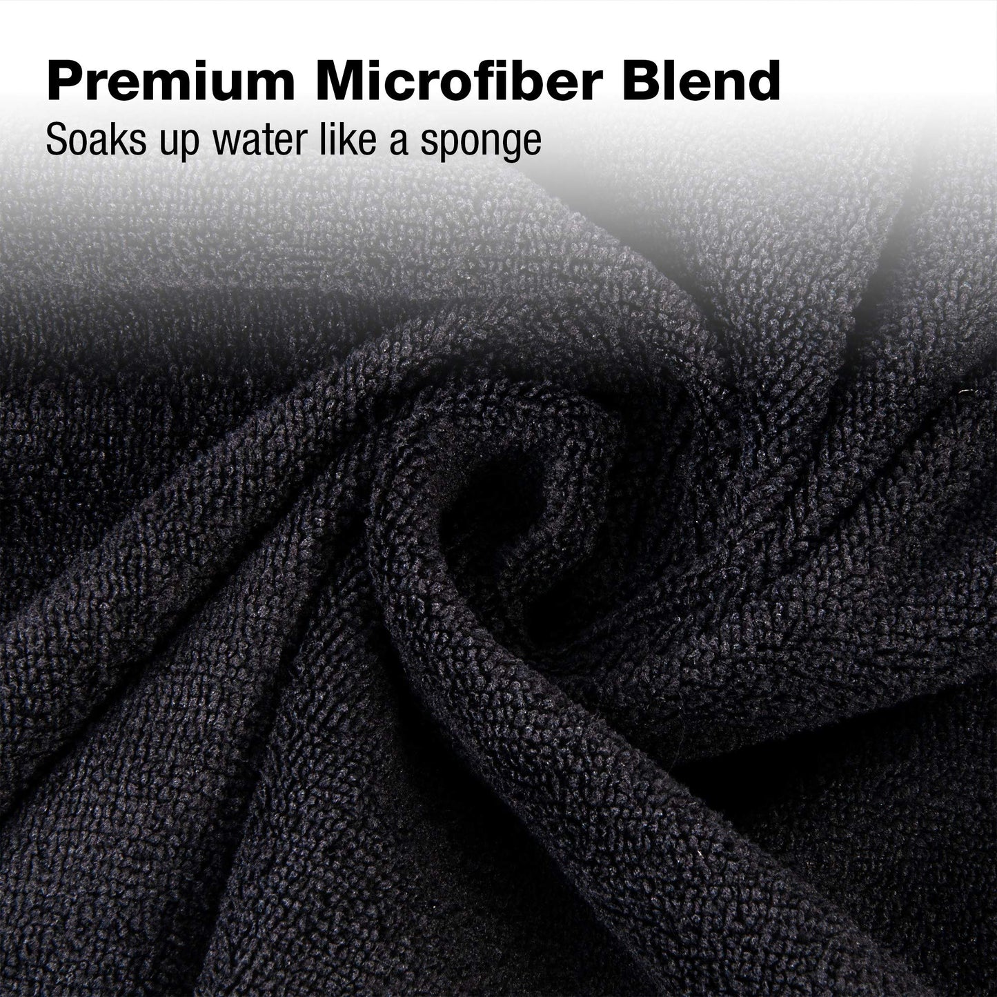 Eurow Microfiber Bleachproof Ultra Absorbent Salon Towels, 16 x 29 Inches, 10-Pack, Black
