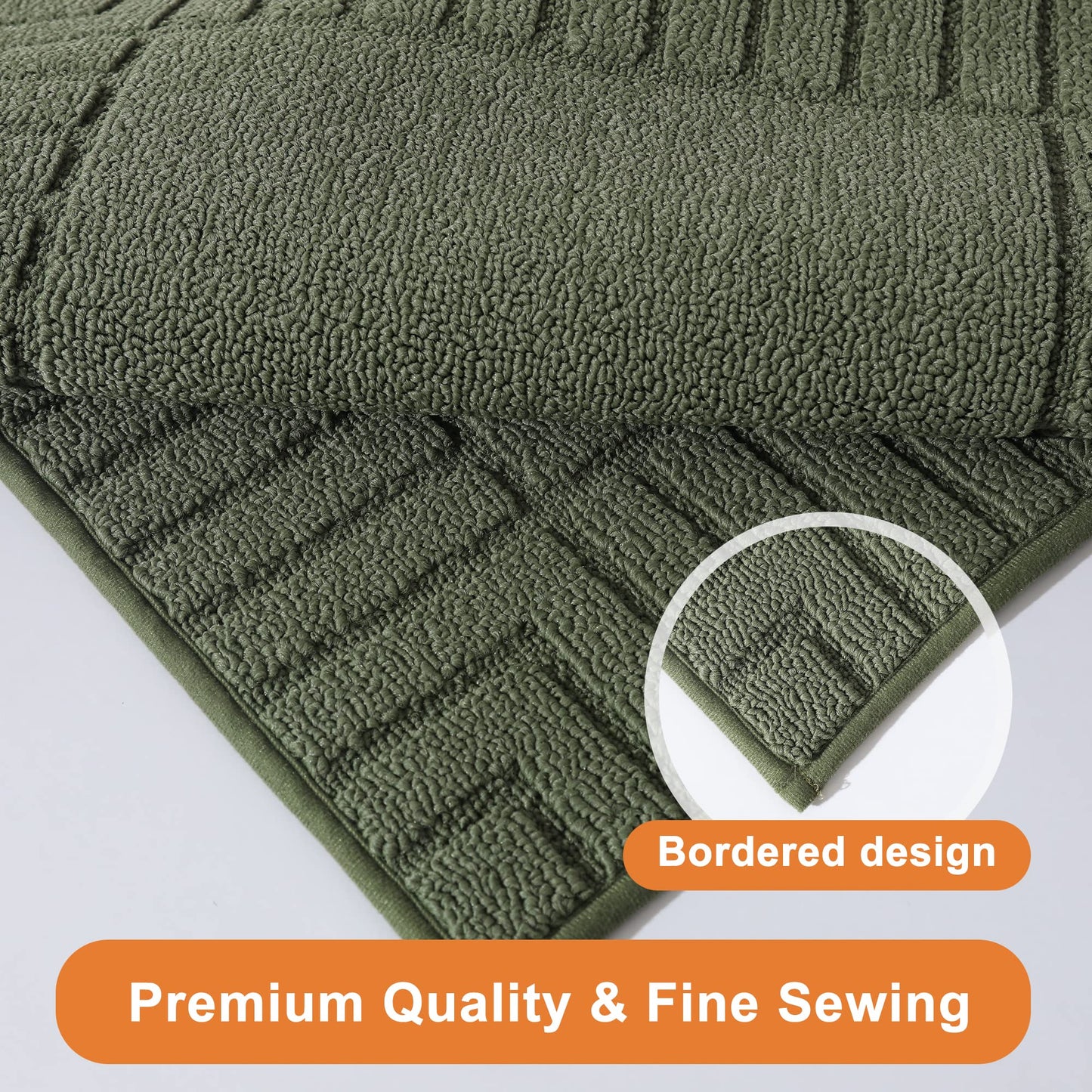 BEQHAUSE-Kitchen-Rugs-Non-Slip-Kitchen-Mats-for-Floor Machine Washable Kitchen Rugs 2 Pieces Kitchen Carpet Runner with TPR Backing,Green,24x35inch/24x60inch