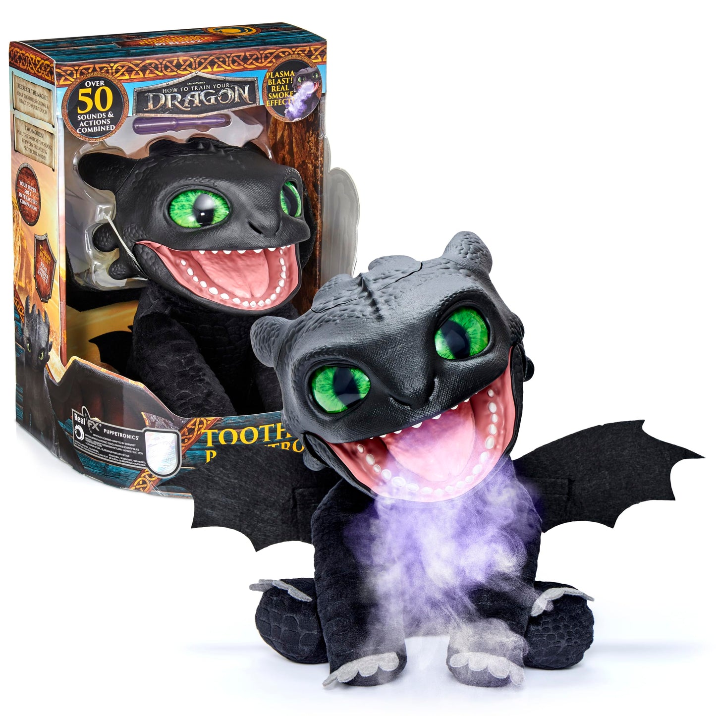 WOW! STUFF HTTYD Toothless Puppetronic by RealFX, Amazing Animatronic Toothless with 1st Edition Certification, Looks Real, Feels and Sounds Real. Over 50 Action and Sound Combinations