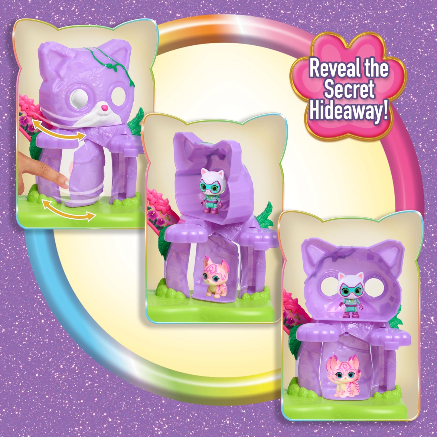 Disney Junior SuperKitties Su-Purr Wild Playset with Slide and Swing, 5-Pieces, 3 Poseable Figures, Toy for Fans, Girls, Kids, Ages 3 and Up by Just Play