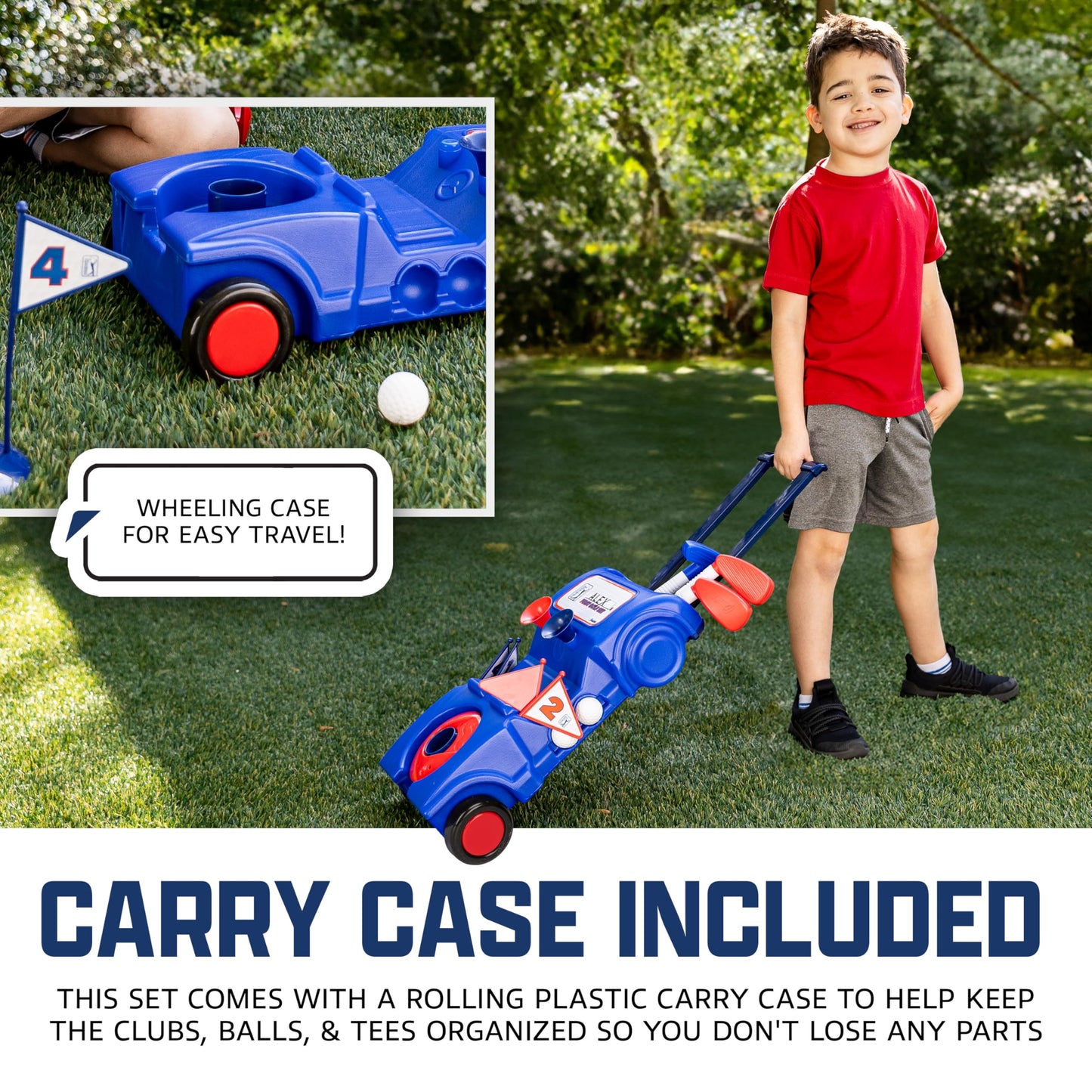 Franklin Sports Kids Toy Golf Set -PGA Tour MyFirst Plastic Golf Clubs+Balls Set for Kids + Toddlers - Mini Toy Righty+Lefty Golf Club Set-Includes Carry Case, (2) Tees,(4) Balls,(4) Holes with Flags