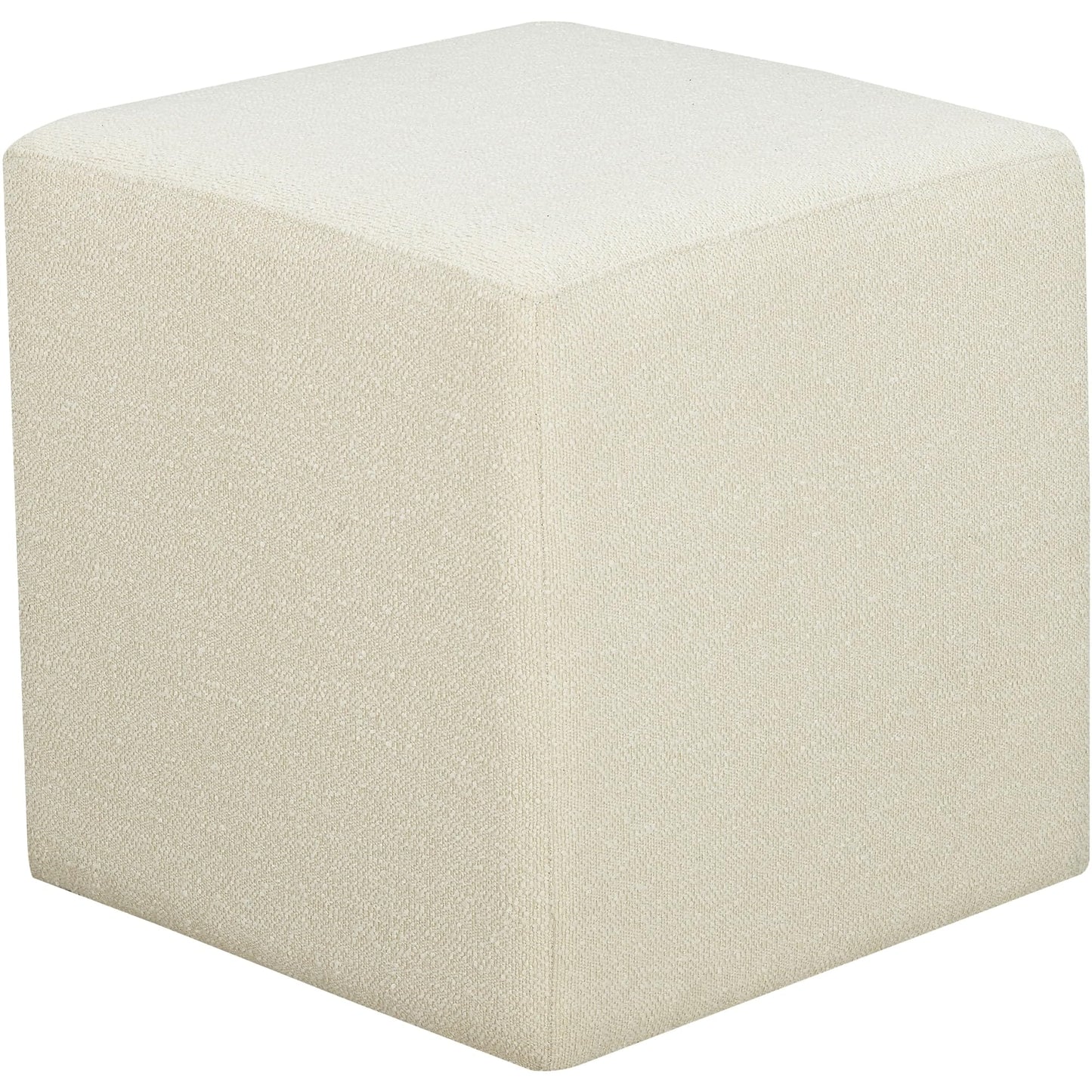 Lifestyle Solutions 18” Warren Ottoman Square Elegant Boucle, Stationary Ottomans, Backless Chair, Footrest for Living Room, Footstool Office, Bedroom, Padded Seat, Snow White Ivory