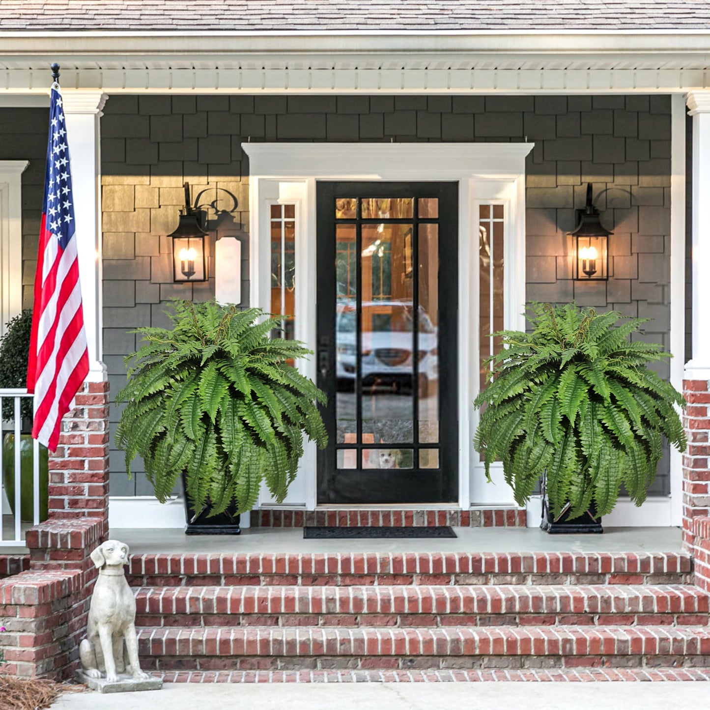Cotlux Large Artificial Ferns for Outdoor 98 Branches Fake Fern 48" Faux Boston Ferns Silk Plant Uv Resistant Artificial Plants for Porch Garden Indoors Home Greenery