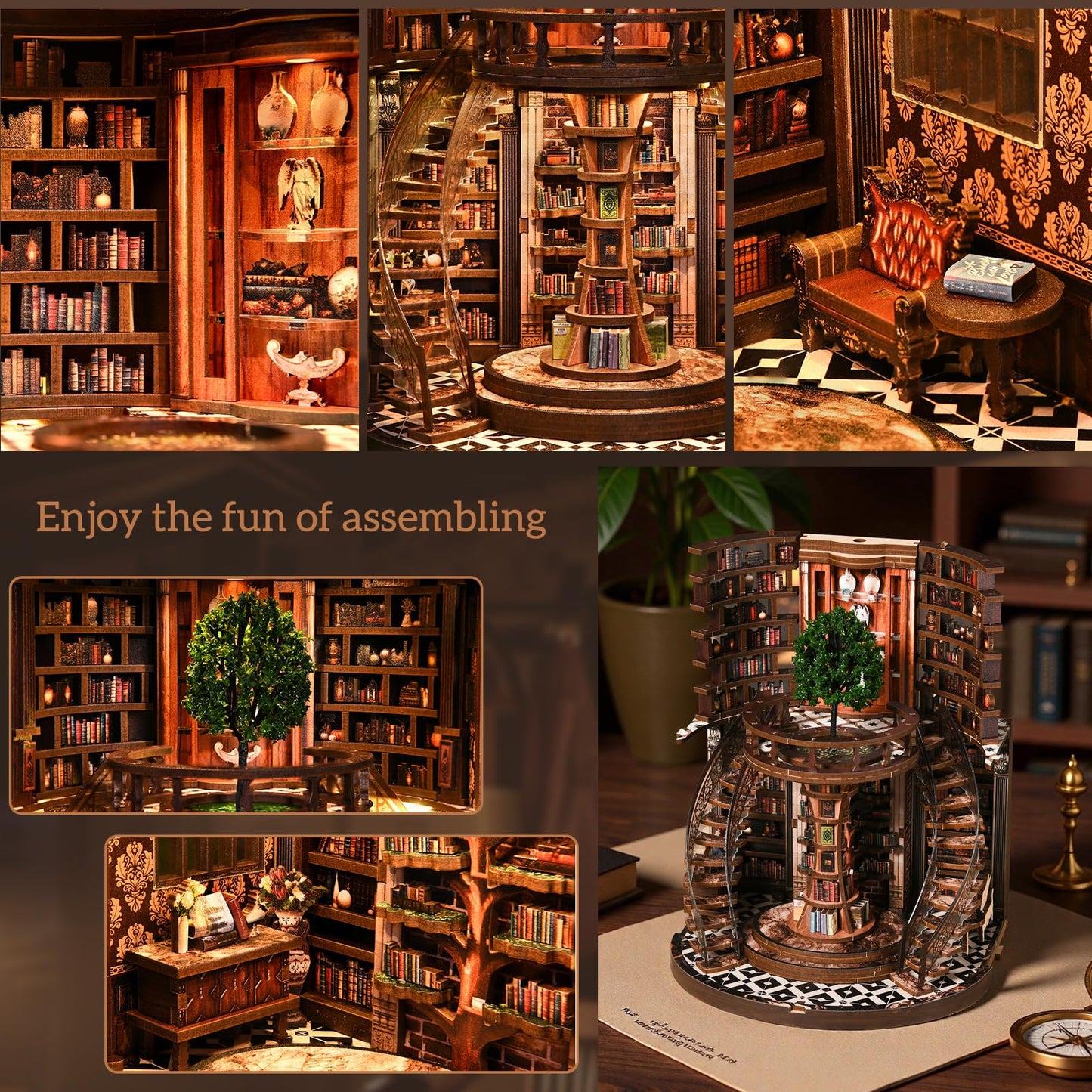 DIY Miniature Dollhouse Book Nook Kit with LED Light, Classical Music Room Theme, Crafts for Adults, Gifts for Family and Friends