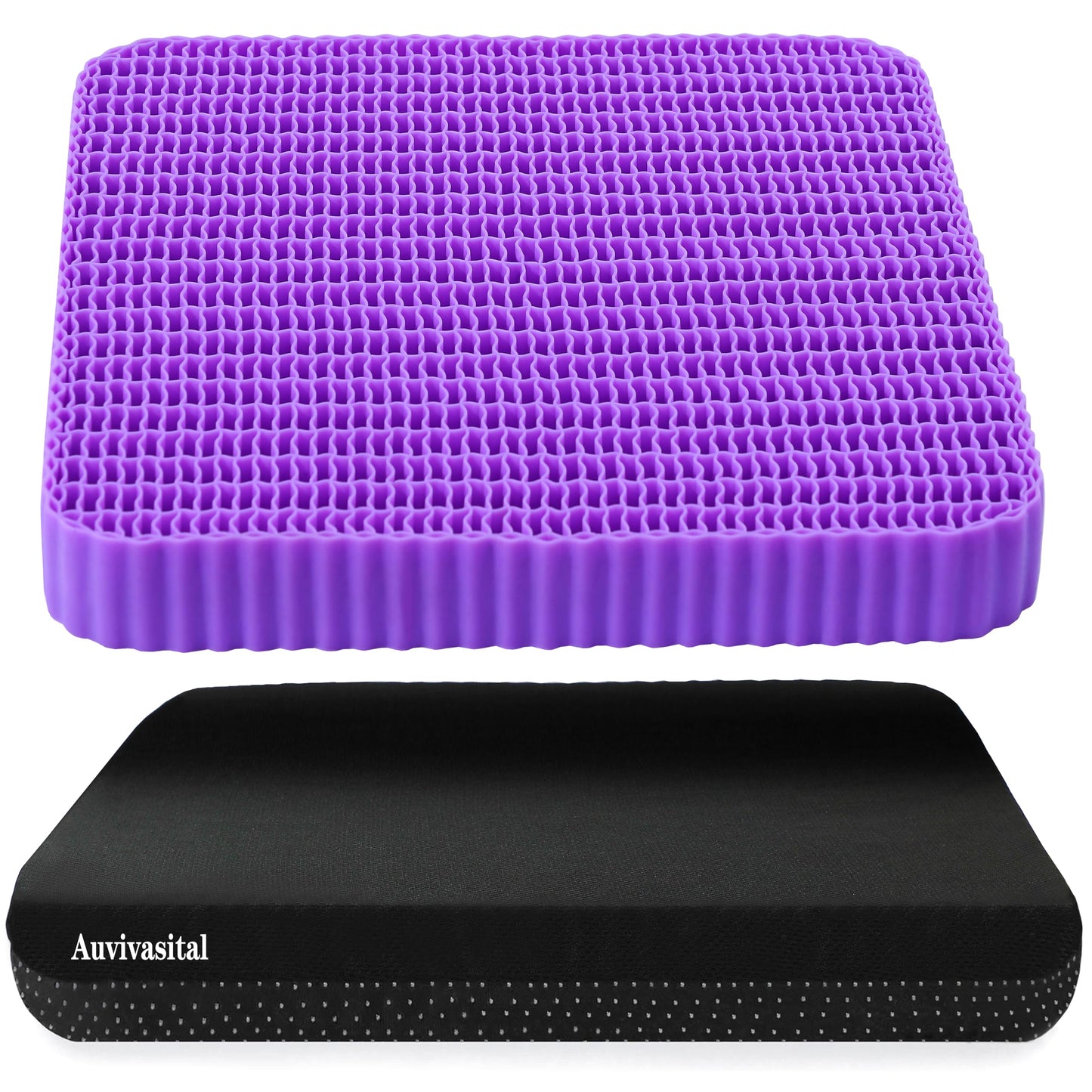Innovative Gel Seat Cushion for Long Sitting, Large Cooling Supportive Seat Cushion for Back, Sciatica, Tailbone Pain Relief, Used for The Office, Wheelchair, Recliner, Car, Stadium, Kayak.(Púrpura)