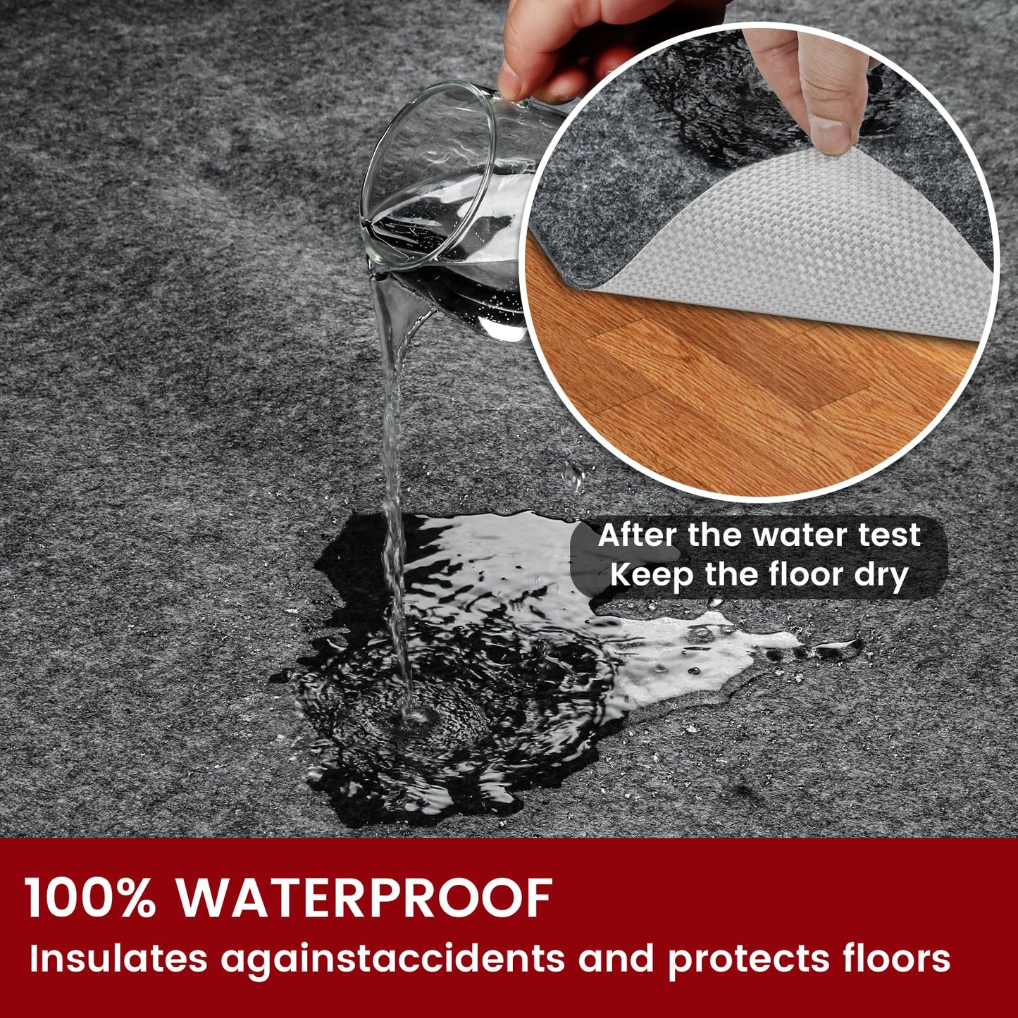 Waterproof Rug Pad, 7x9 ft Area Rug Non-Slip Carpet Pad, Non-Slip Rug Pads for All Floors and Finishes, Felt Pad for Hardwood Floors, Keeps Carpets in Place Soft and Safe