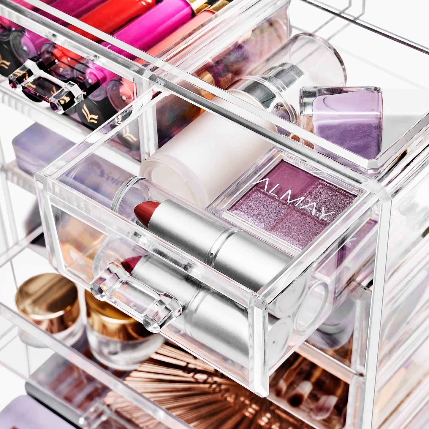 Sorbus Acrylic Makeup Organizer - Organization and Storage Case for Cosmetics Make Up & Jewelry - Big Clear Makeup Organizer for Vanity, Bathroom, College Dorm, Closet, Desk (4 Large, 2 Small Drawers)