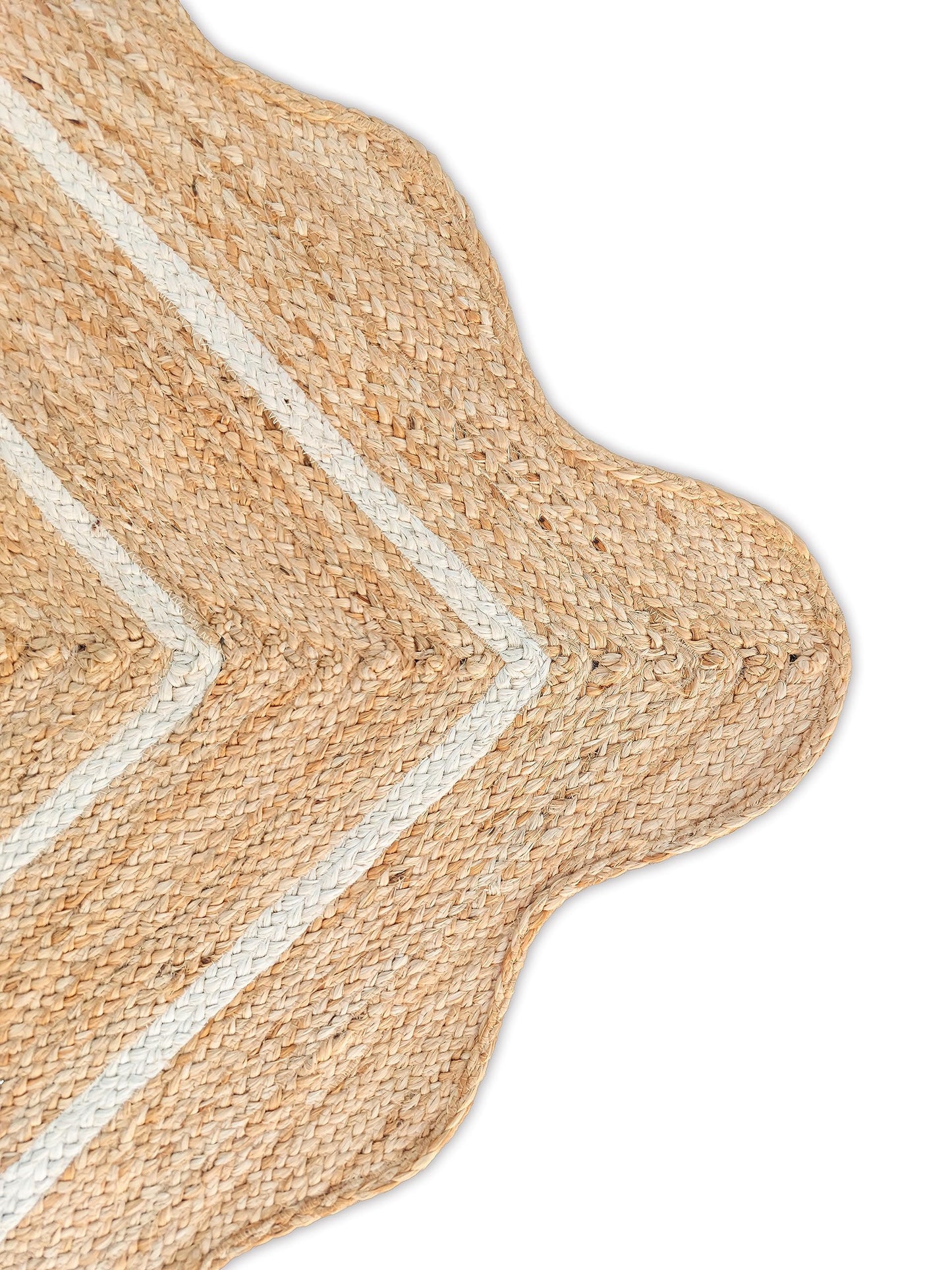 Weaving Village 2'x6' Jute Scalloped Boho Jute Runner Rug, Off White