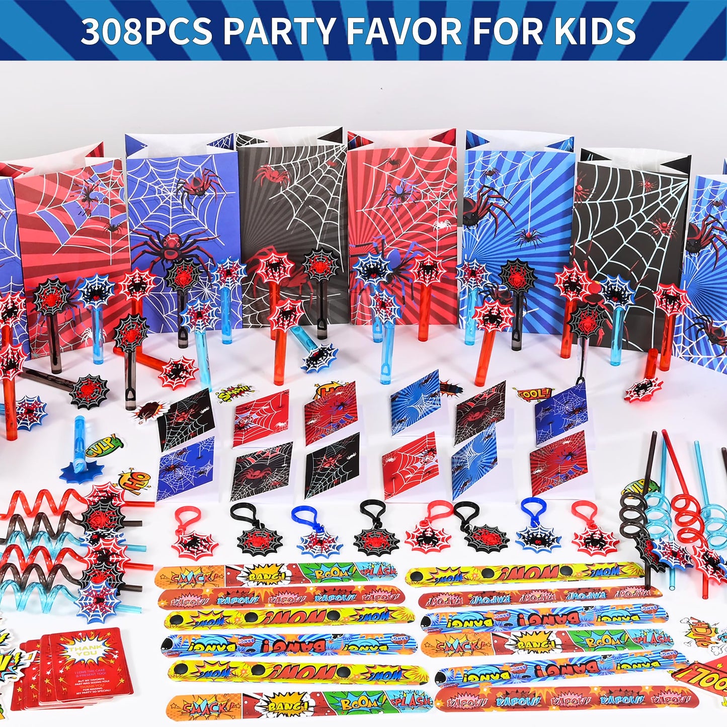 Rinfoeti 308Pcs Party Decorations Favors Supplies, Goodie Bags Fillers Stuffers for Kids Birthday Gifts
