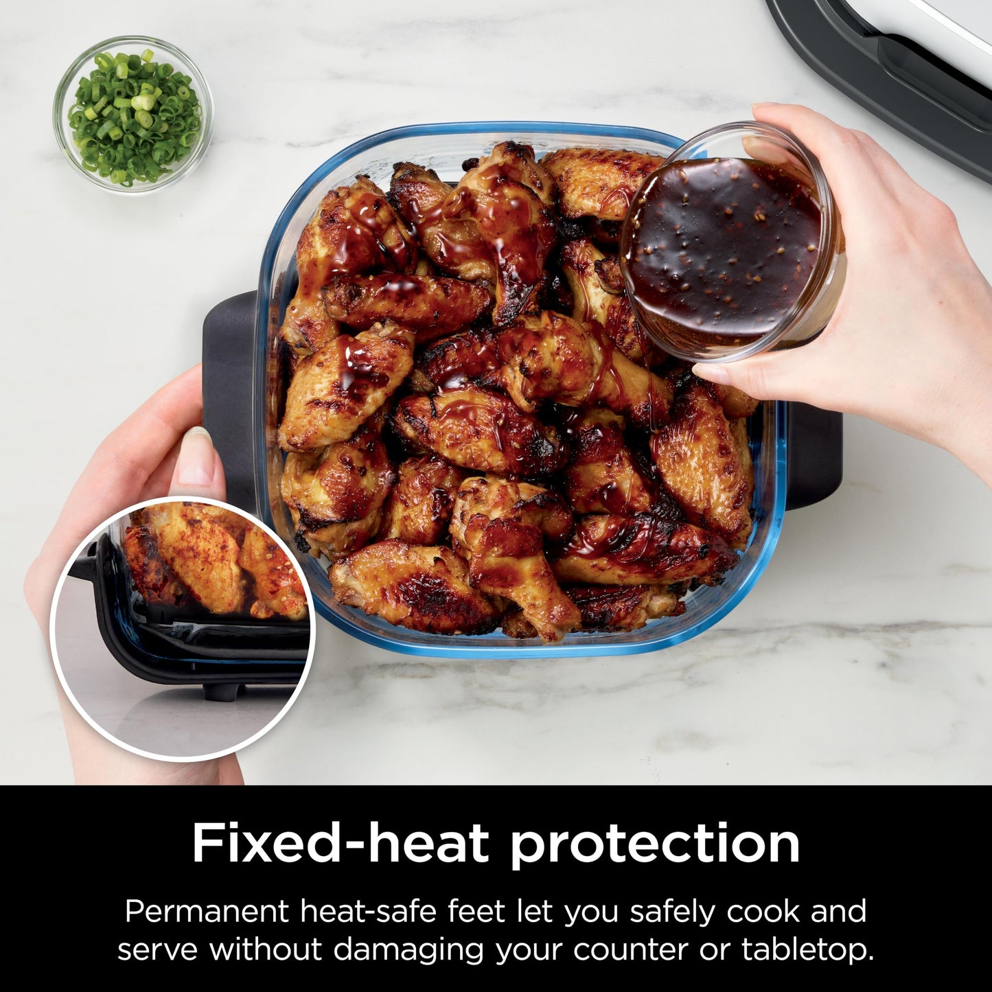 Ninja 2.5-QT CleanCrisp™ Glass Container with Storage lid, Compatible Crispi Portable Cooking System, Microwave, Freezer & Dishwasher Safe, PFAS & PTFE Free Glass Cooking Surface, XSKSFNMED