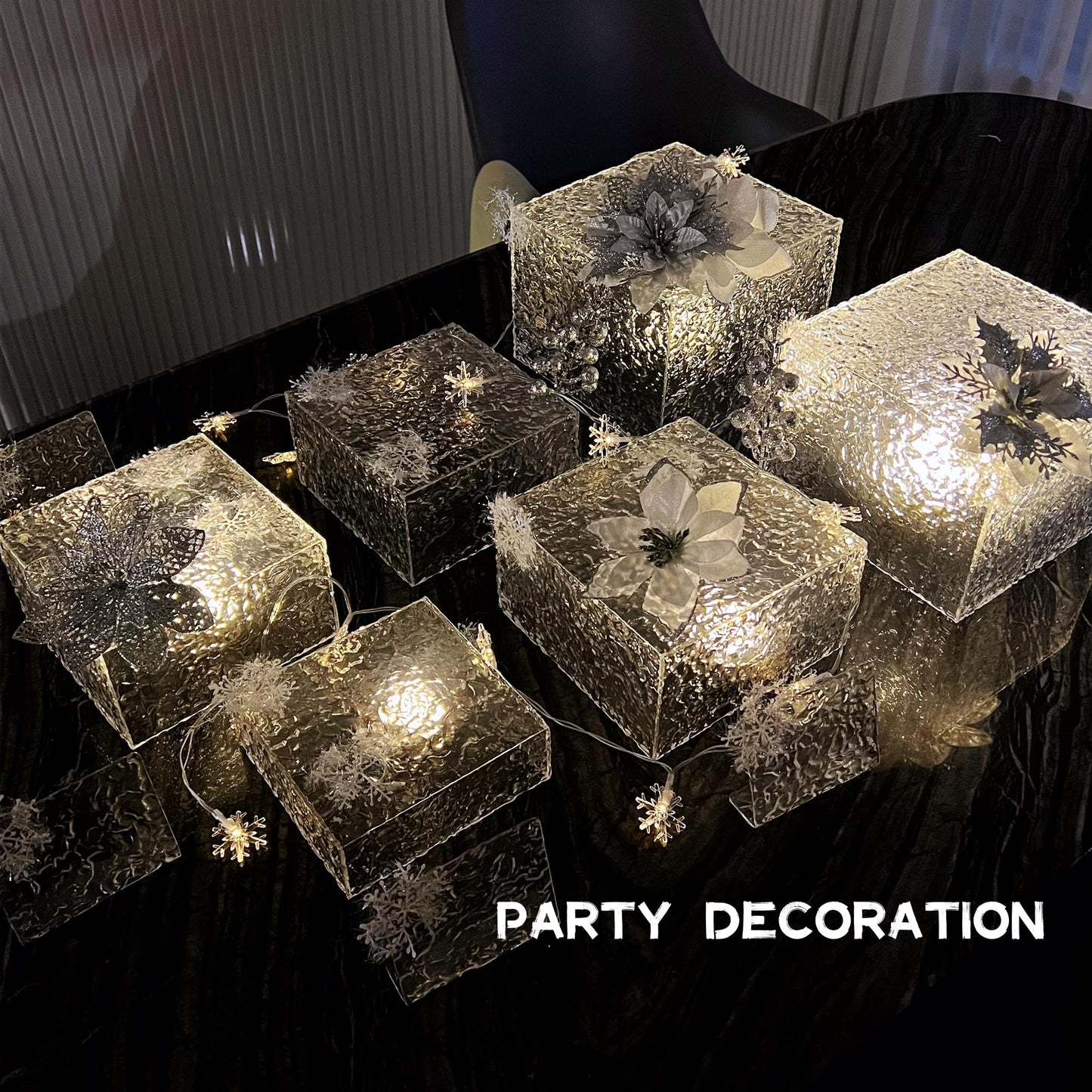 8PCS Buffet Risers Display Stands with 8PCS Mini Signs,Acrylic Cube Display Risers with Hollow Bottom, 2Sets (6, 6.5, 7, 8)" (Transparent, 2 Sets ( 6'',6.5'',7'',8'' ))