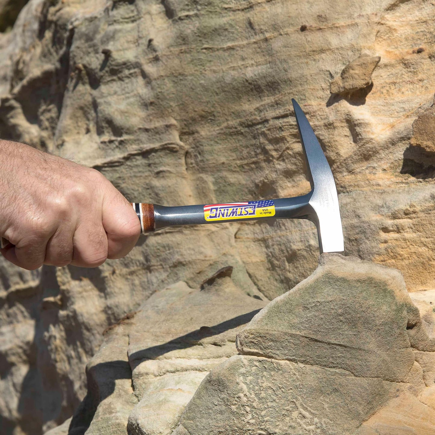 ESTWING Rock Pick - 13 oz Geology Hammer with Milled Face & Genuine Leather Grip - E13PM, Brown